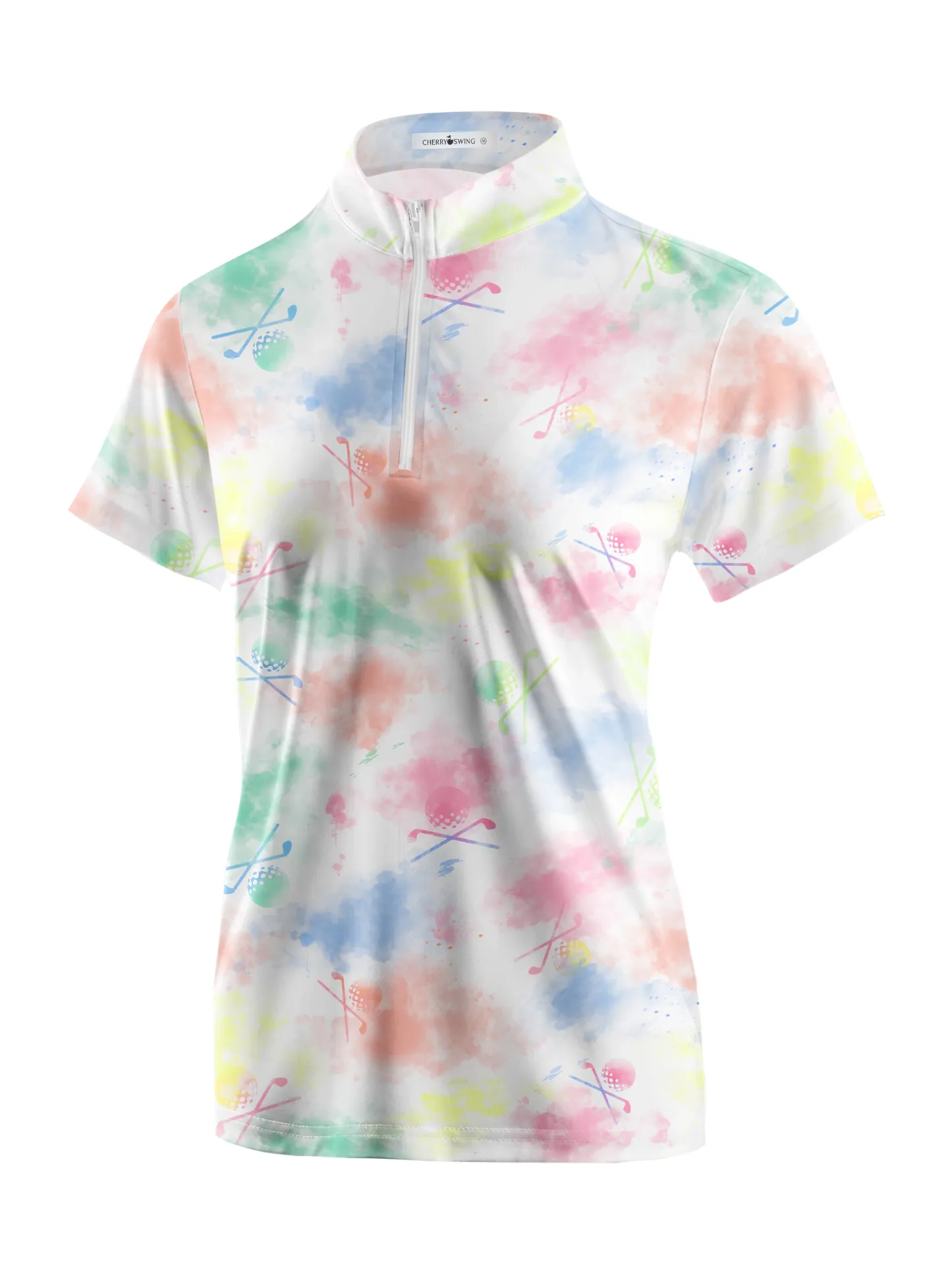 Cherryswing Women's Watercolor Painting Golf Short Sleeve Polo Shirt