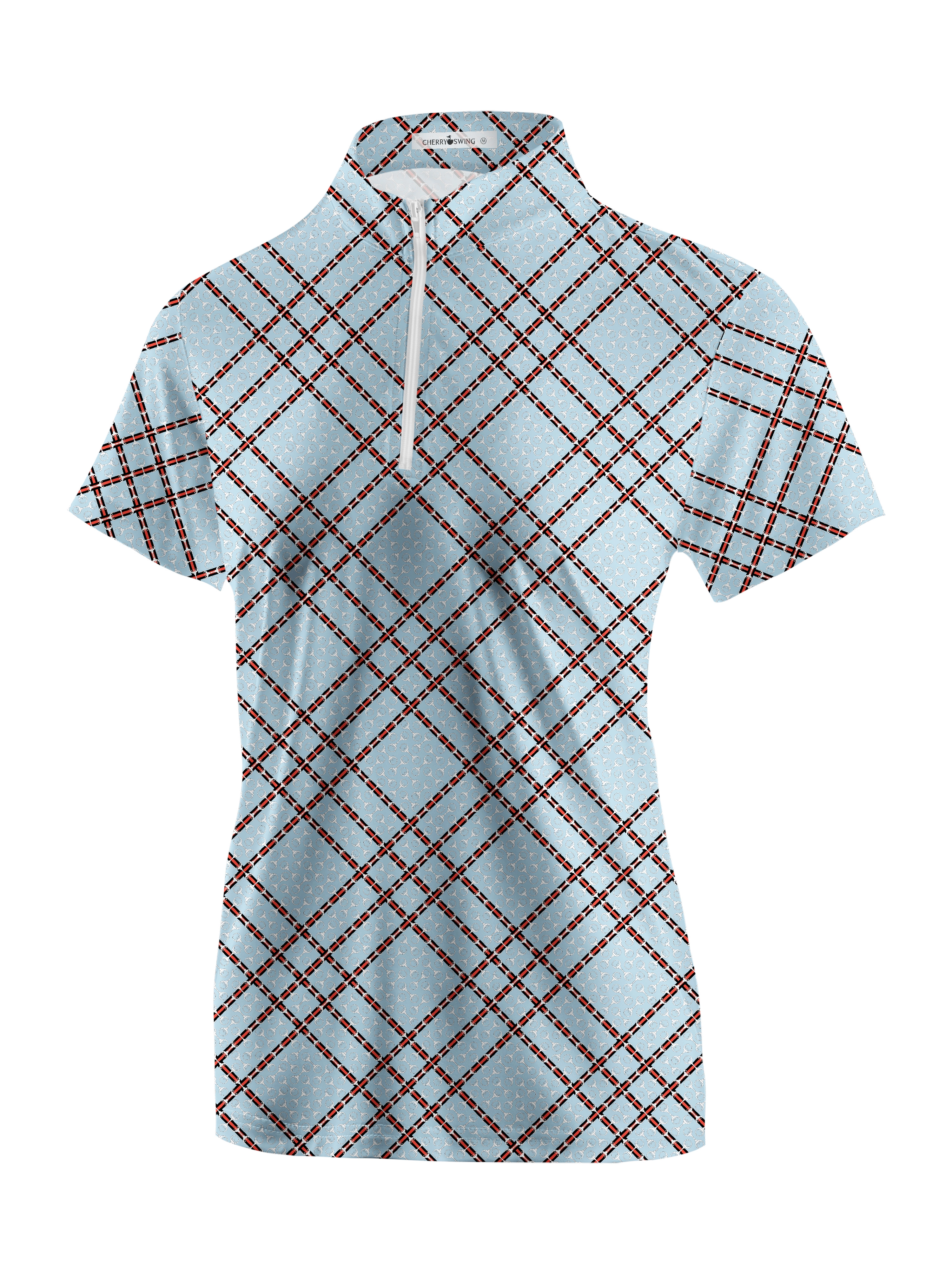 Cherryswing Women's Cassic Scottish Tartan Golf Short Sleeve Polo Shirt