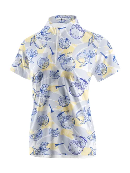 Cherryswing Women's Citrus Cocktails Golf Short Sleeve Polo Shirt