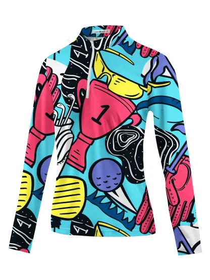 Cherryswing Women's Vivid Hues Golf Long Sleeve Polo Shirt