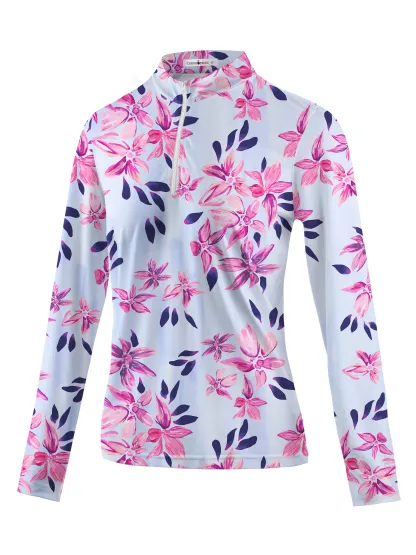 Cherryswing Women's Springtime Garden Golf Long Sleeve Polo Shirt