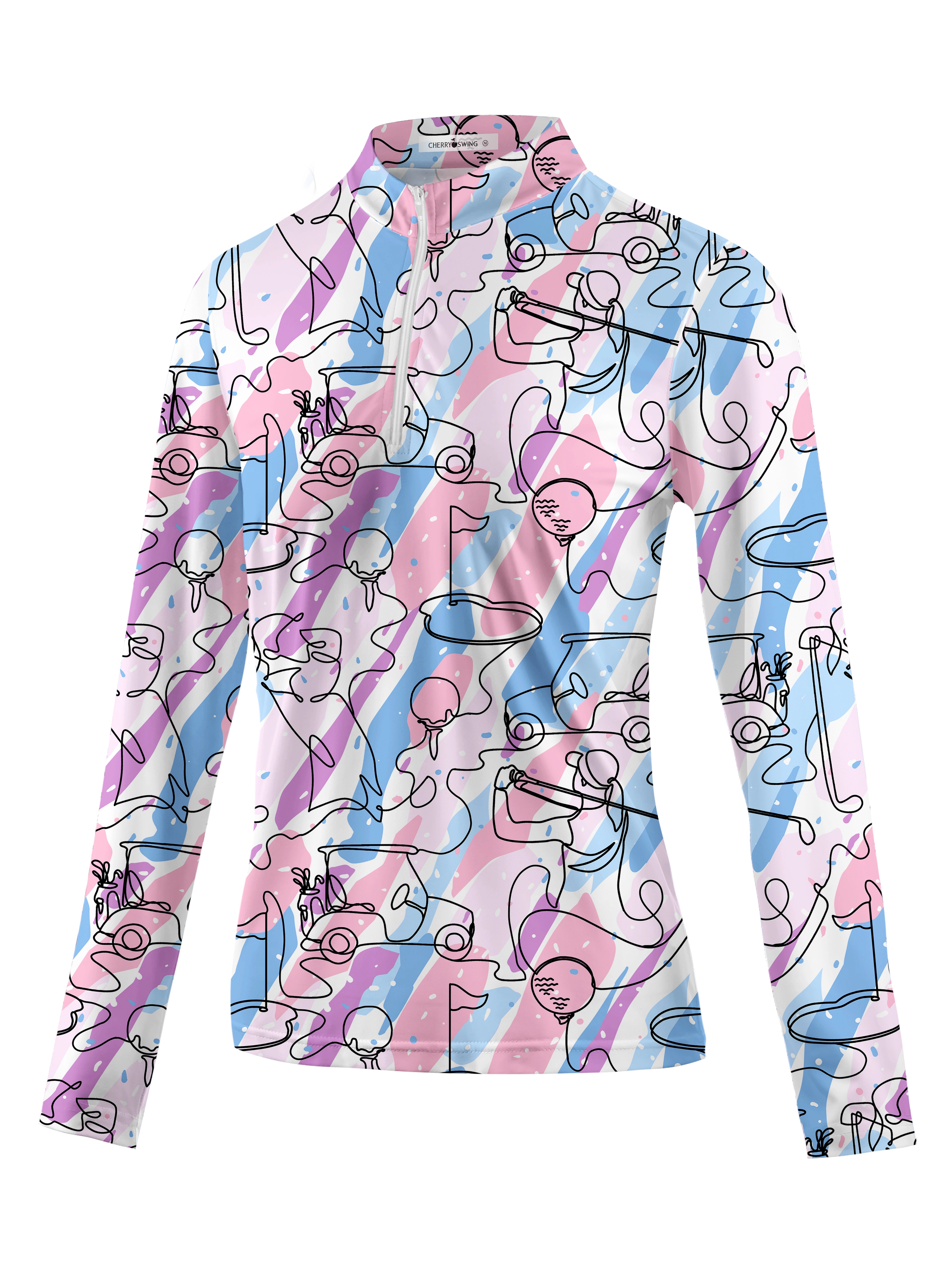 Cherryswing Women's Party in Course Golf Long Sleeve Polo Shirt