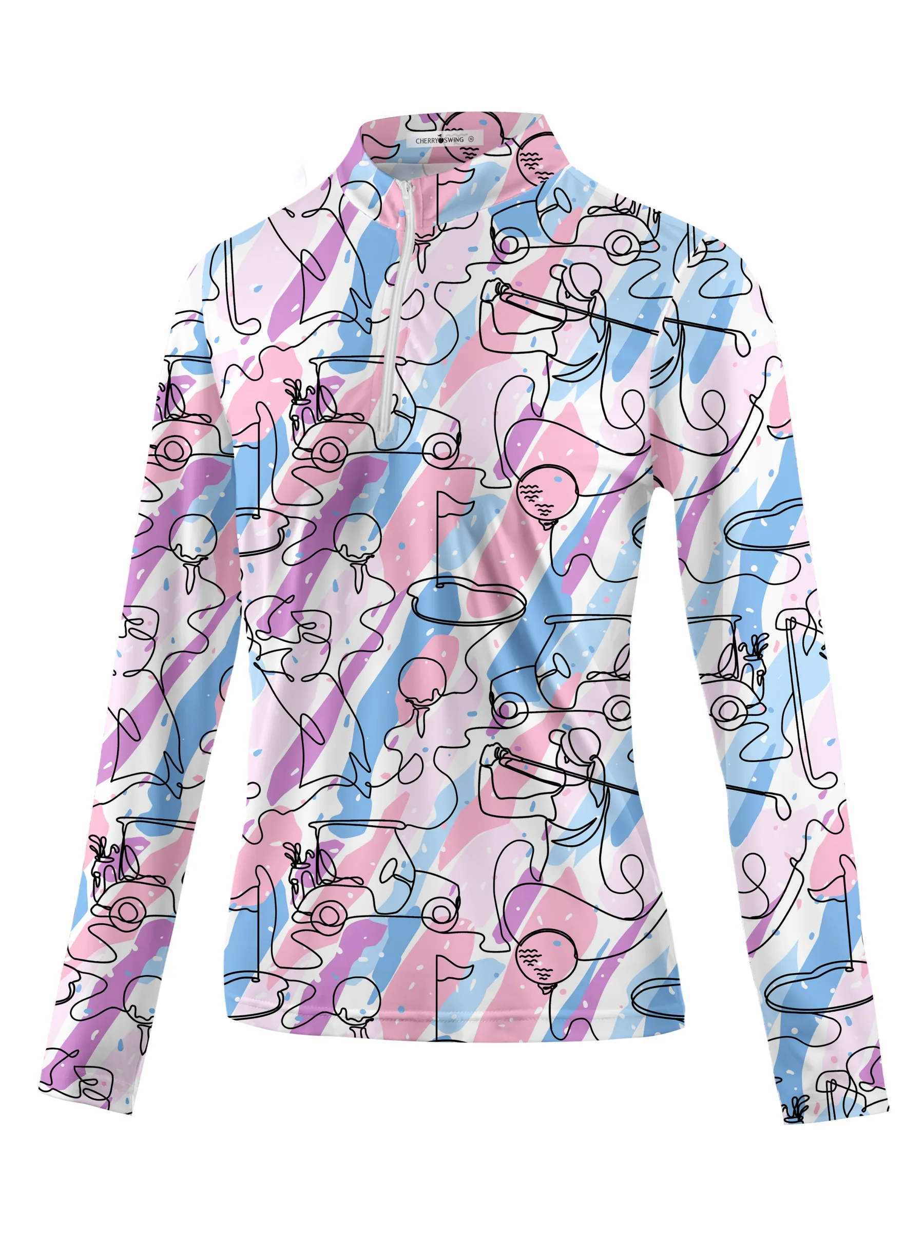 Cherryswing Women's Party in Course Golf Long Sleeve Polo Shirt