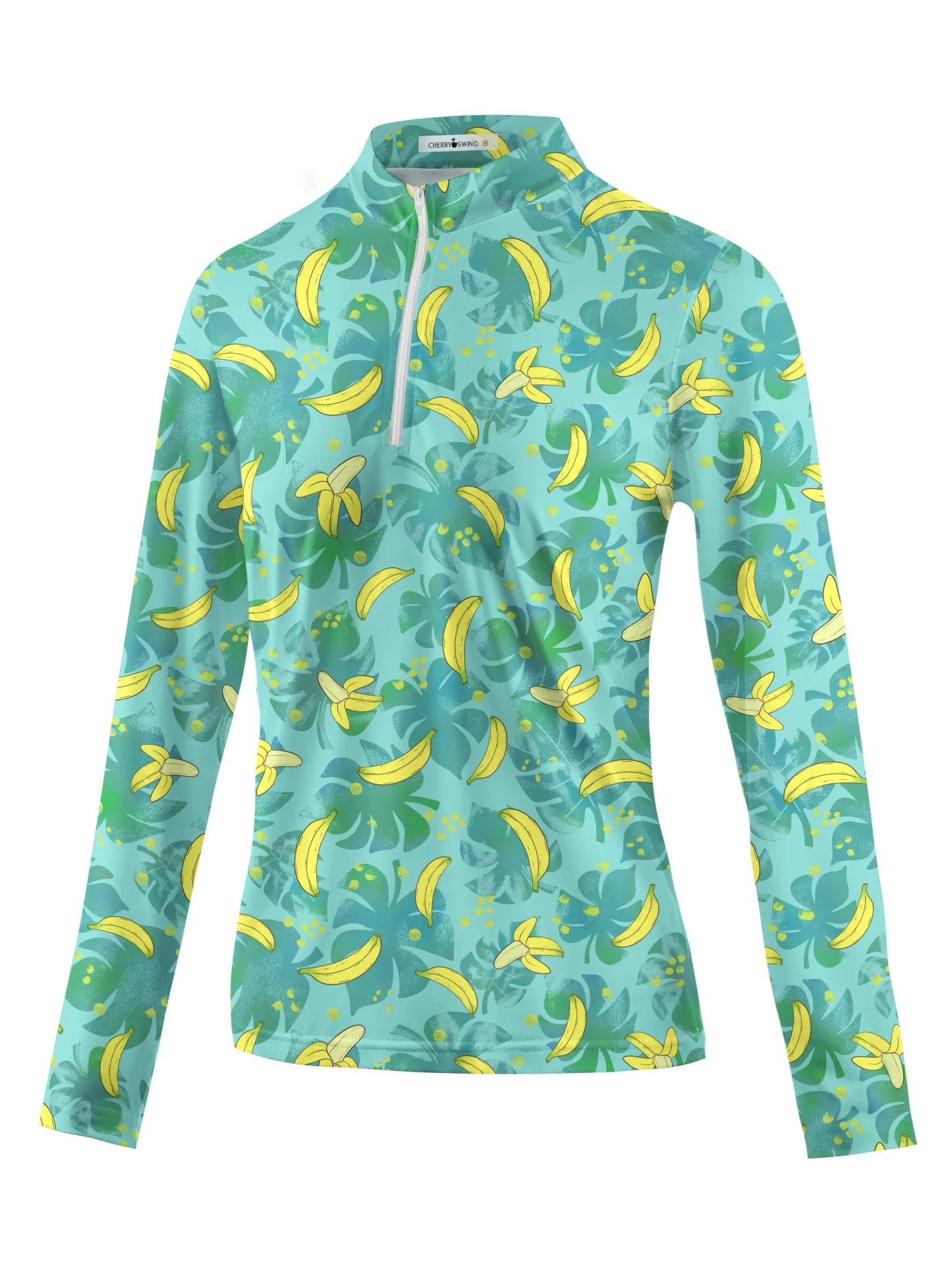 Cherryswing Women's Hawaiian Banana Golf Long Sleeve Polo Shirt