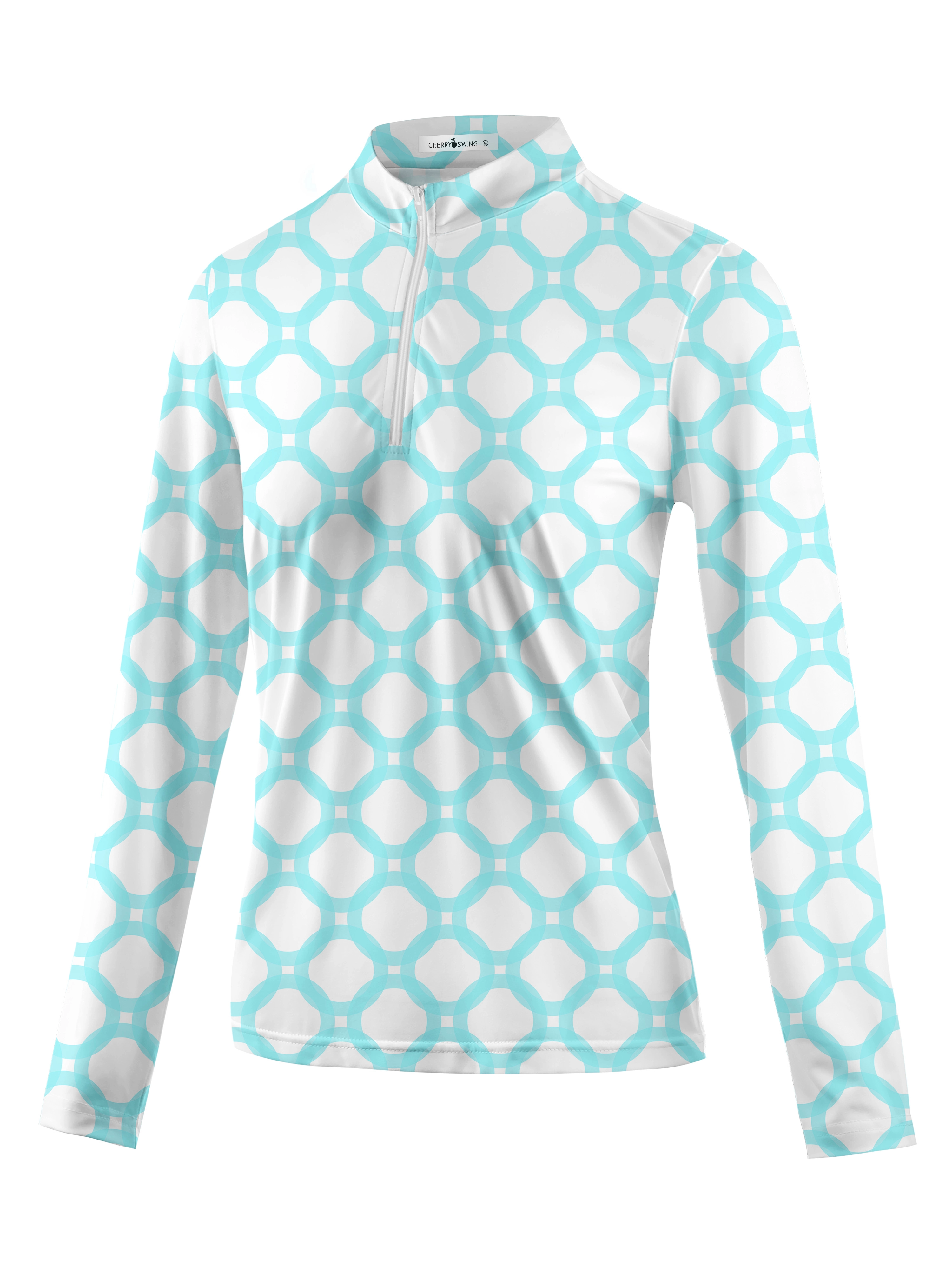 Cherryswing Women's Interlocking Geometric Golf Long Sleeve Polo Shirt