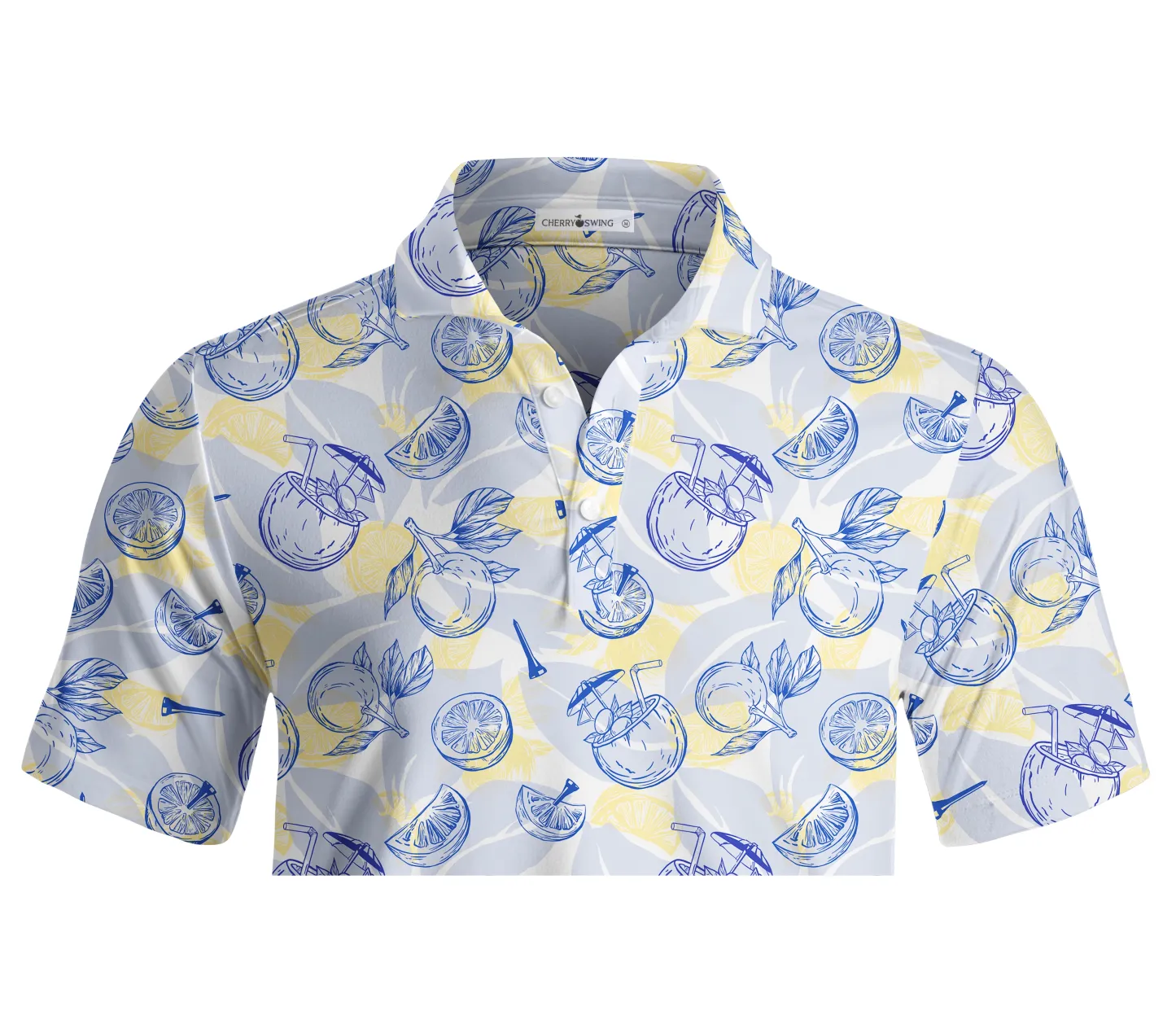 Cherryswing Men's Interlocking Geometric Golf Long Sleeve Polo Shirt