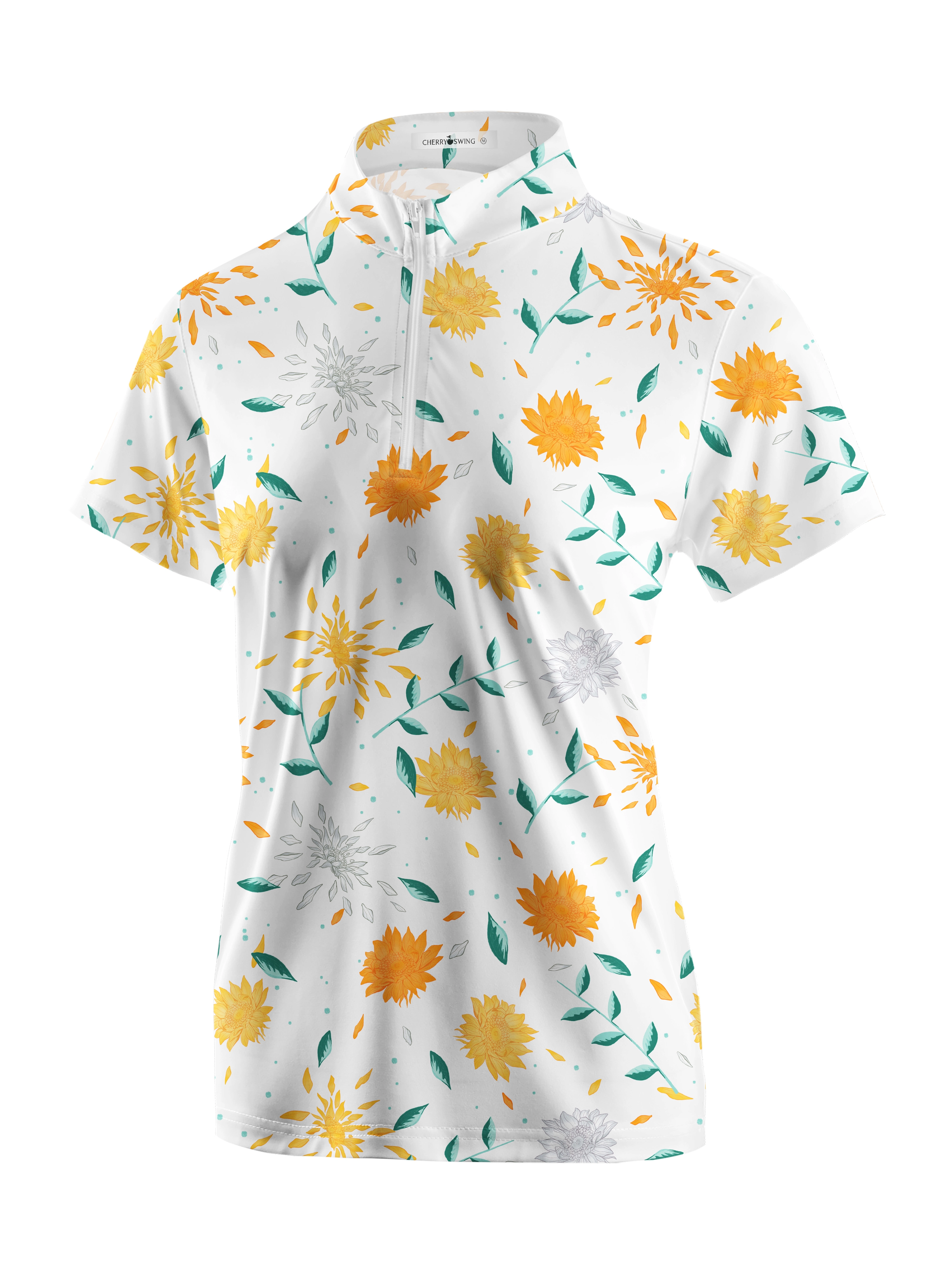 Cherryswing Women's Sunflower  Golf Short Sleeve Polo Shirt