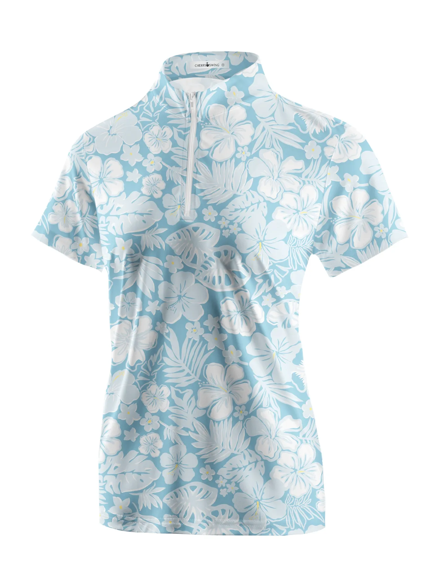 Cherryswing Women's Floral Pattern Short Sleeve Polo Shirt