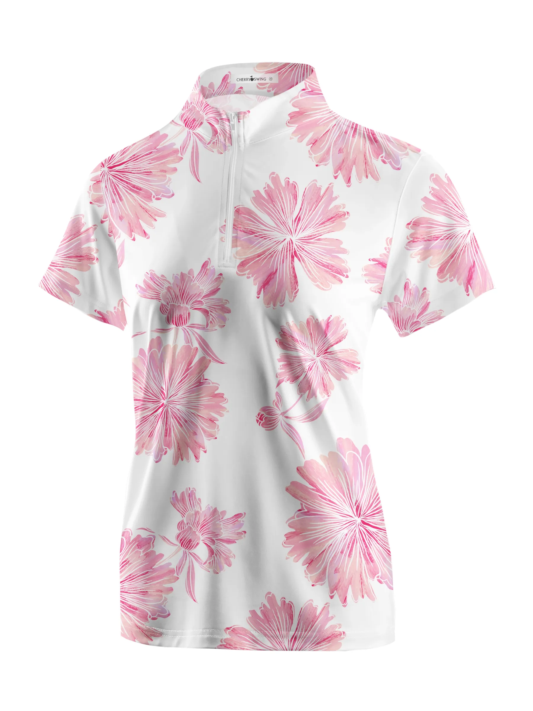 Cherryswing Women's Print Wildflowers Short Sleeve Polo Shirt