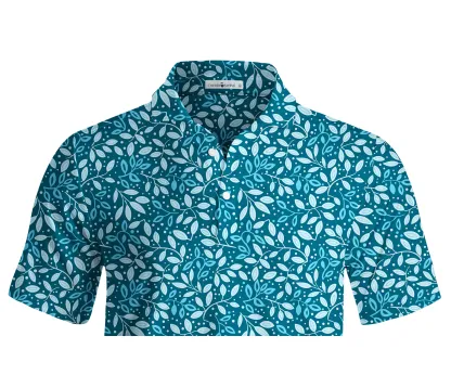 Cherryswing  Teal Leaf Motif Men's Polo Shirt