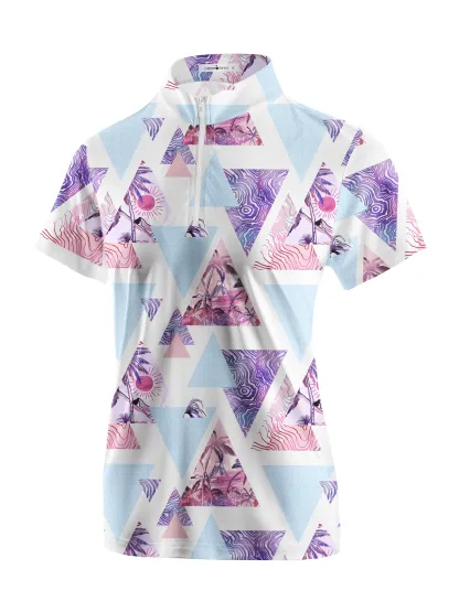 Cherryswing Women's Sunset Hawaii Short Sleeve Polo Shirt