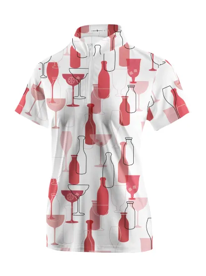 Cherryswing Women's Wine Time Short Sleeve Polo Shirt