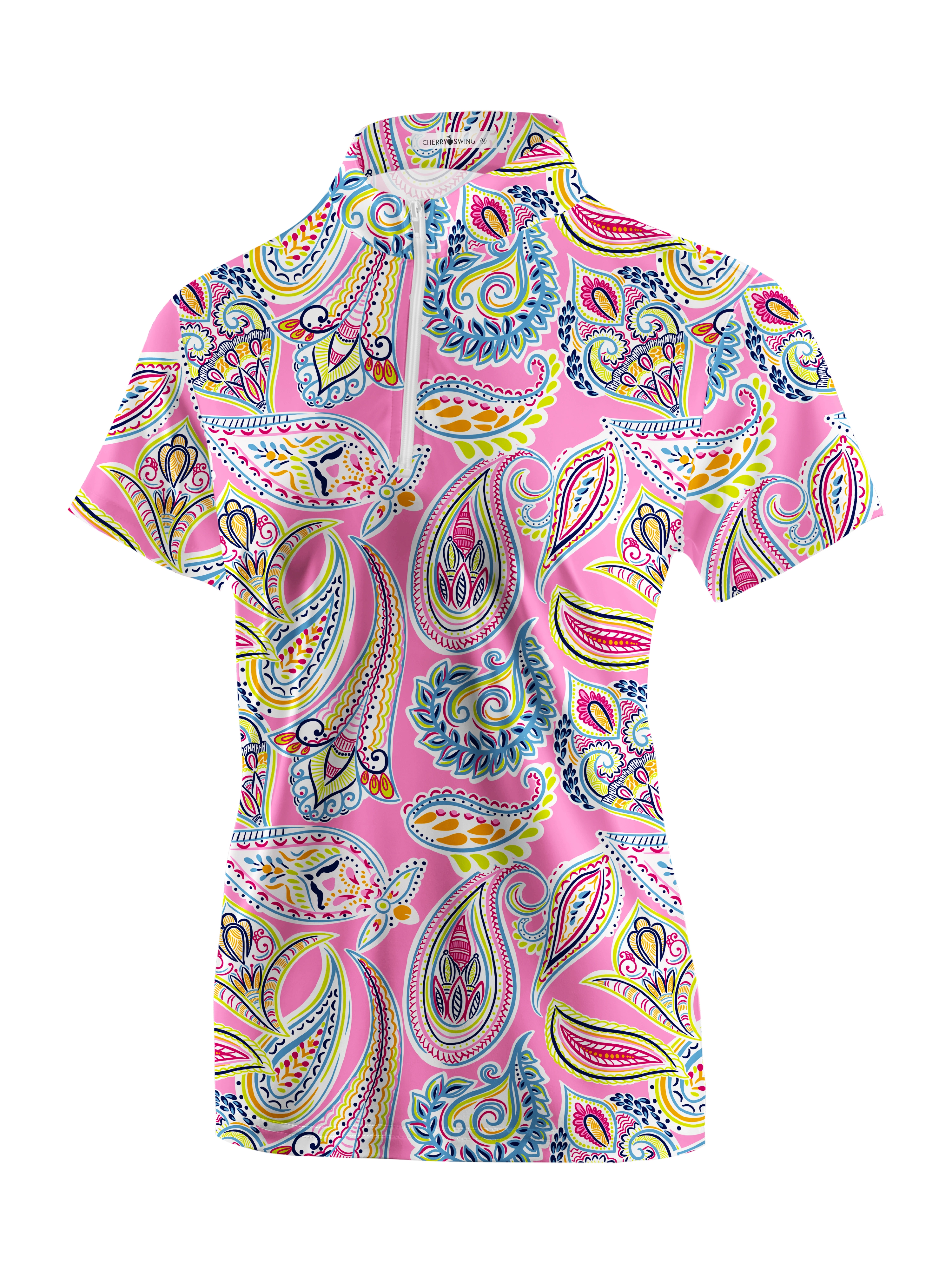 Cherryswing Women's Bohemian Cashew Blossom Short Sleeve Polos
