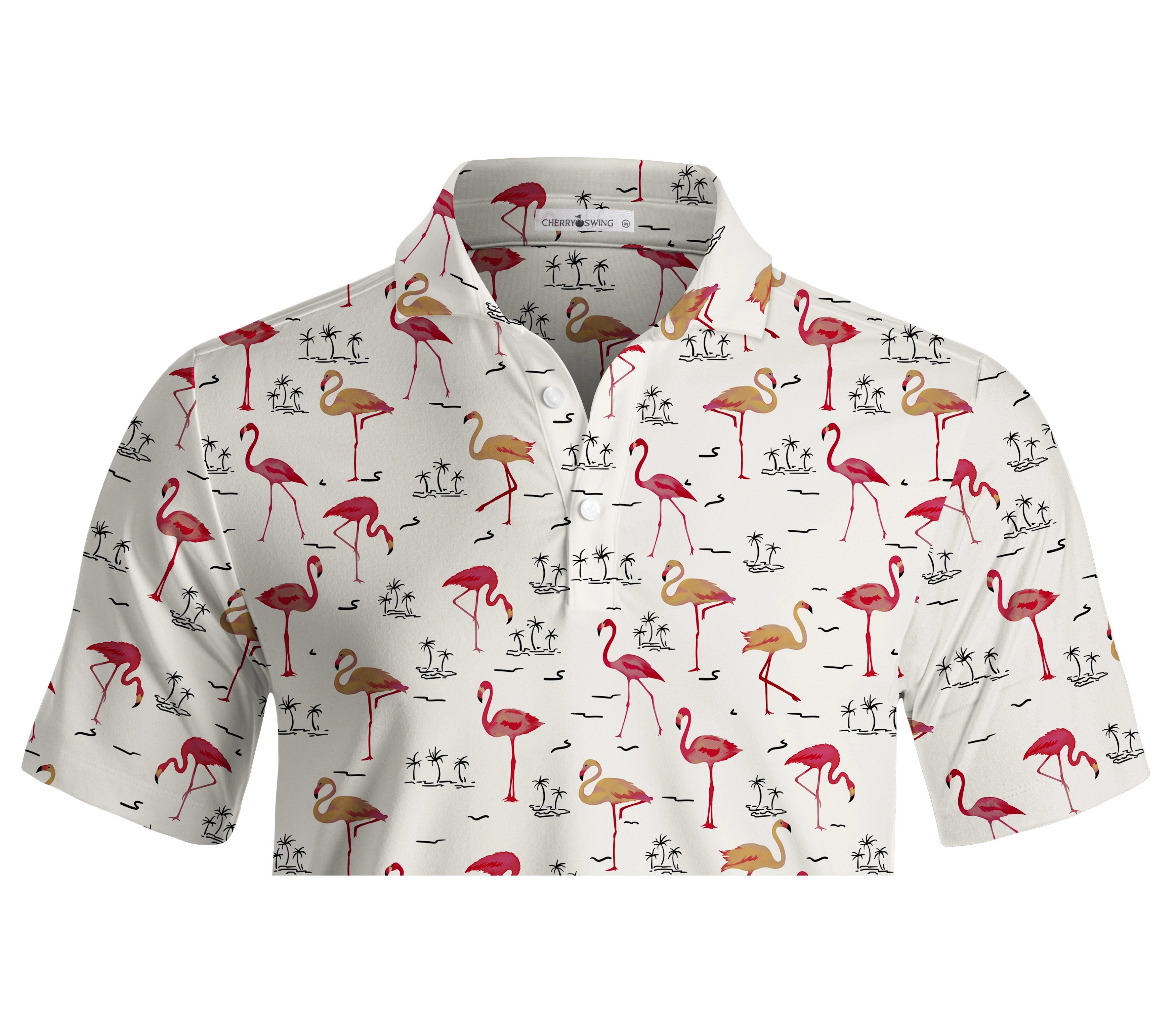 Cherryswing Playful Flamingo Men's Polo Shirt