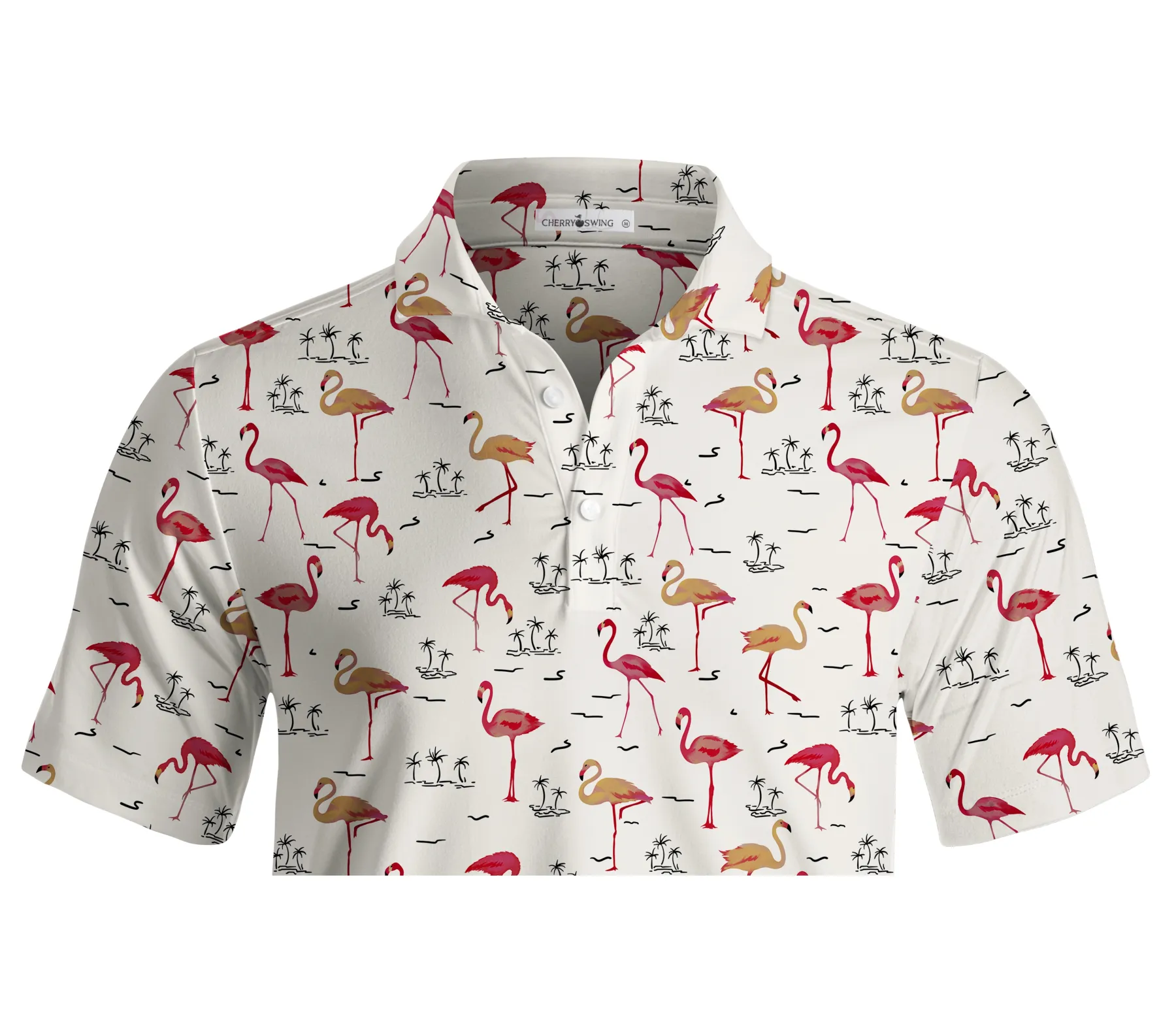 Cherryswing Playful Flamingo Men's Polo Shirt