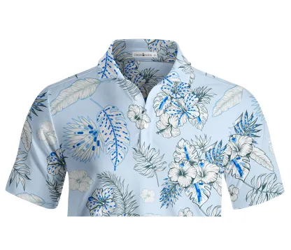 Cherryswing Blue and White Flowers Men's Polo Shirt
