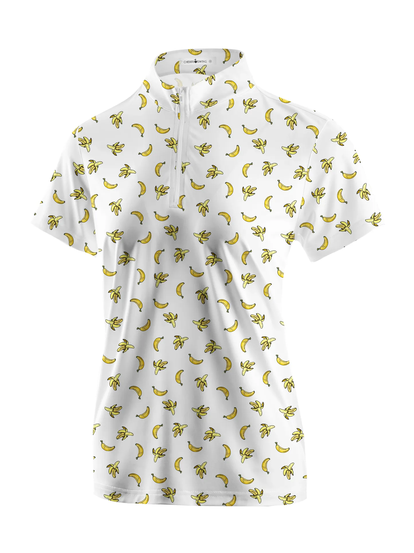 Cherryswing Women's Banana Print Short Sleeve Polo Shirt