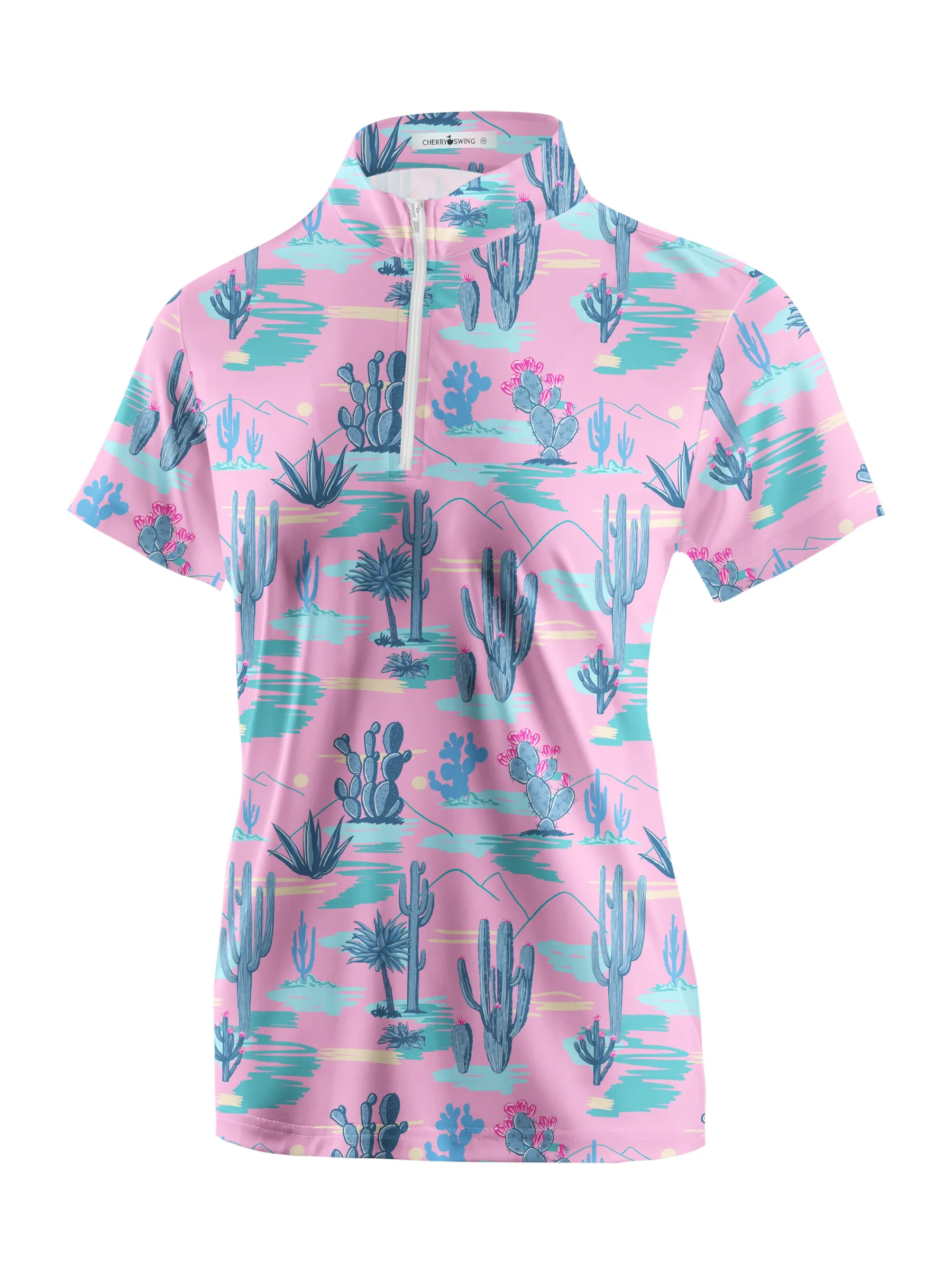 Cherryswing Women's Desert Landscape Short Sleeve Polos