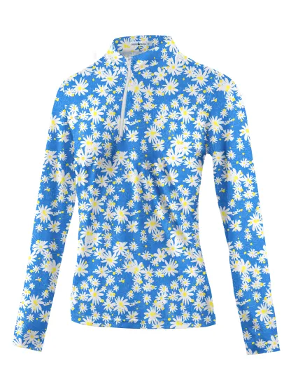 Cherryswing Women's Breathable 1/4 Zip Long Sleeve Polo Shirt