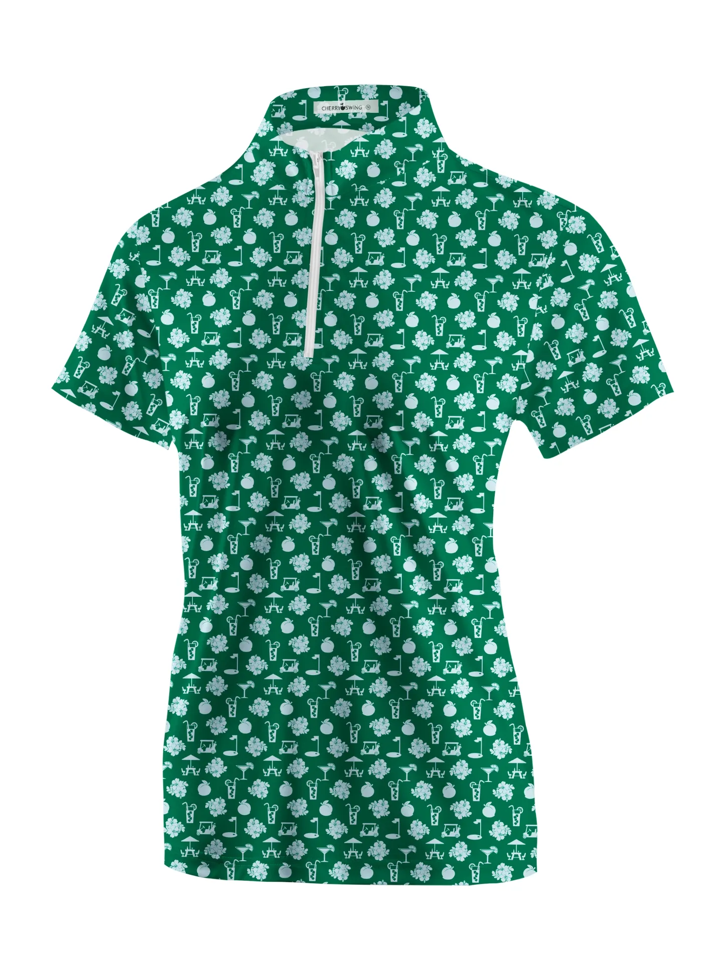 Cherryswing Women's Green Entertainment Short Sleeve Polos