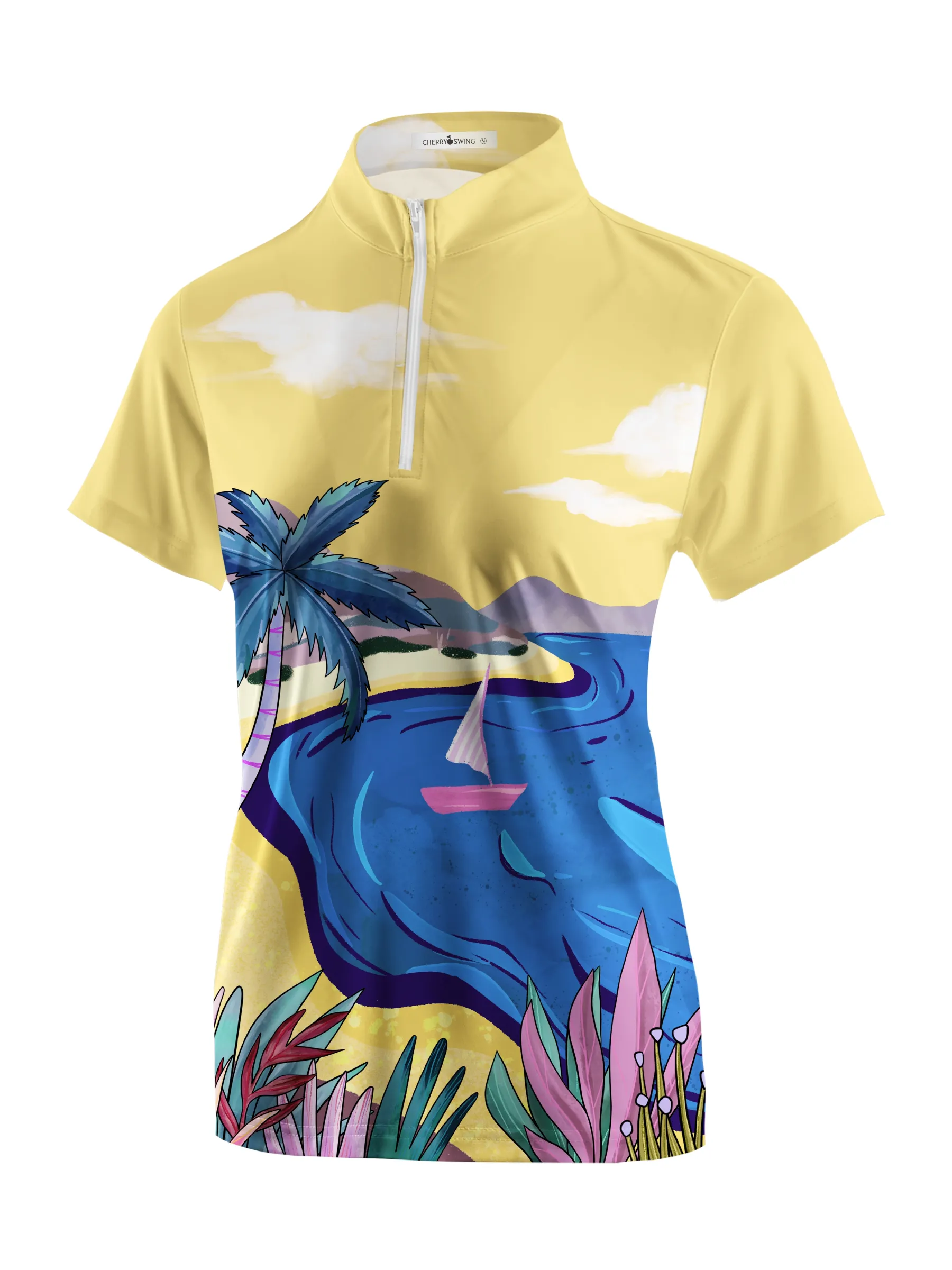 Cherryswing Women's Green Entertainment Short Sleeve Polos