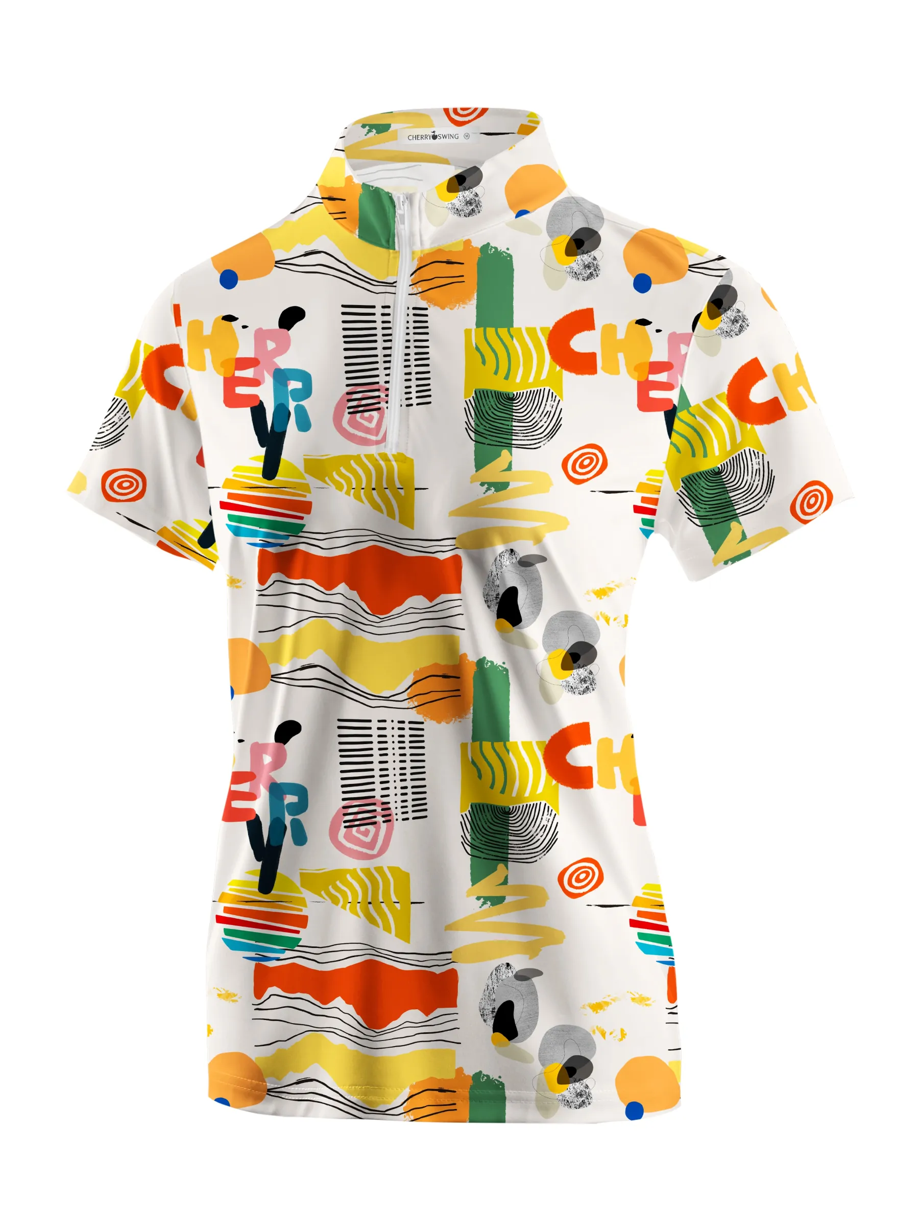 Cherryswing Women's Modern Art Short Sleeve Polos