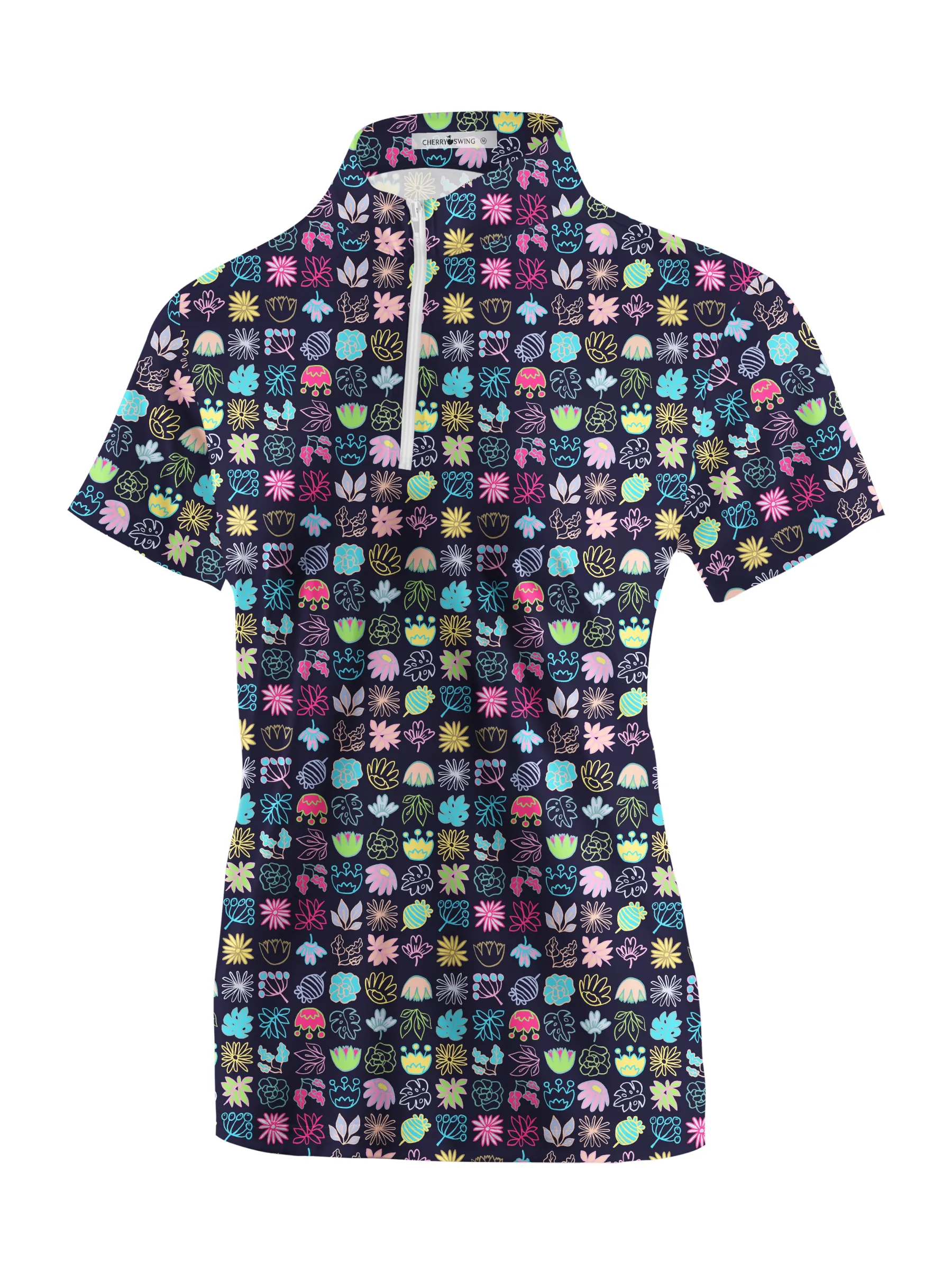 Cherryswing Women's Modern Art Short Sleeve Polos