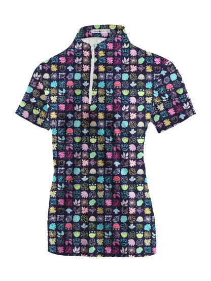 Cherryswing Women's Modern Art Short Sleeve Polos