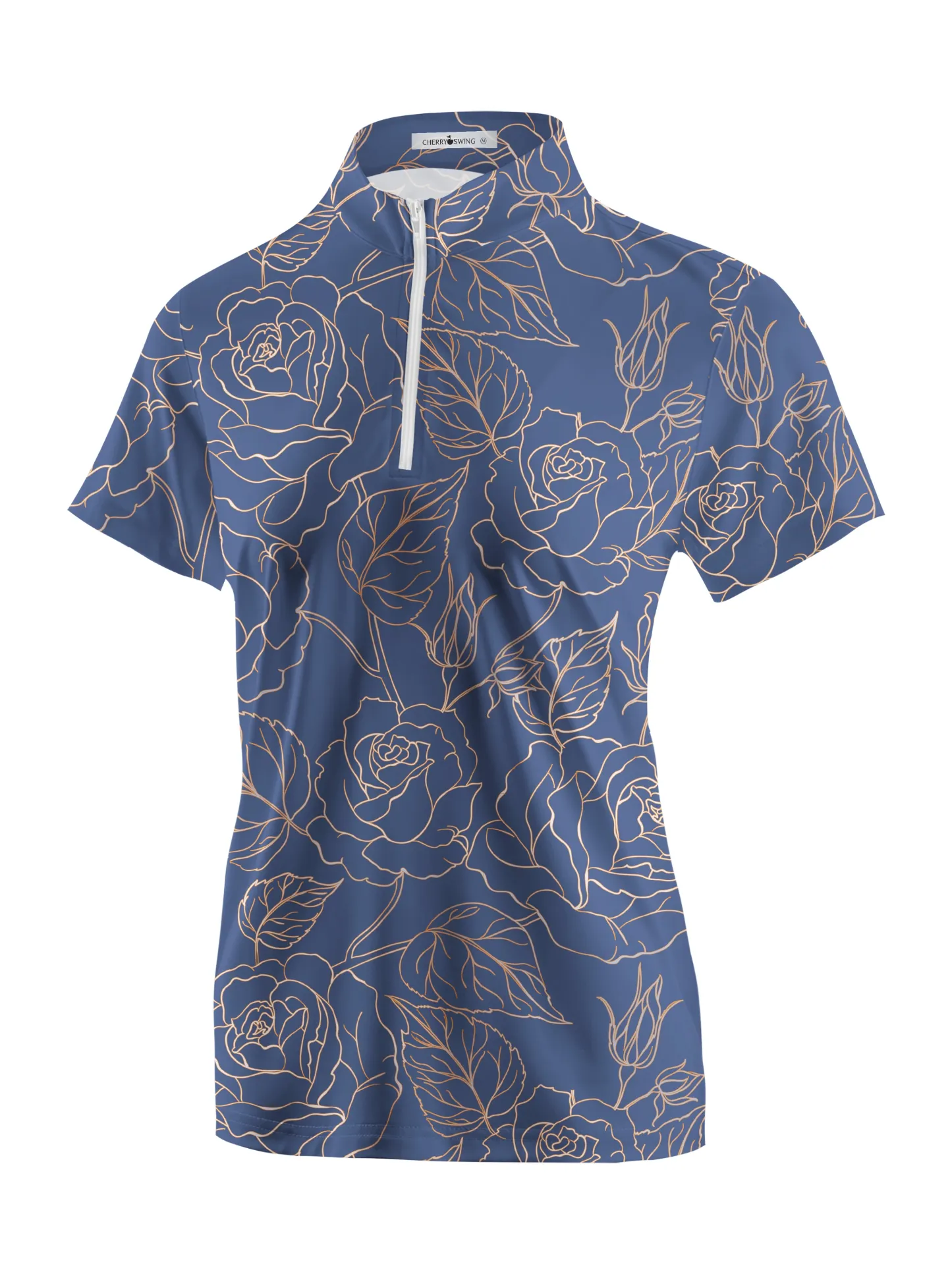 Cherryswing Women's Elegant Rose Short Sleeve Polos