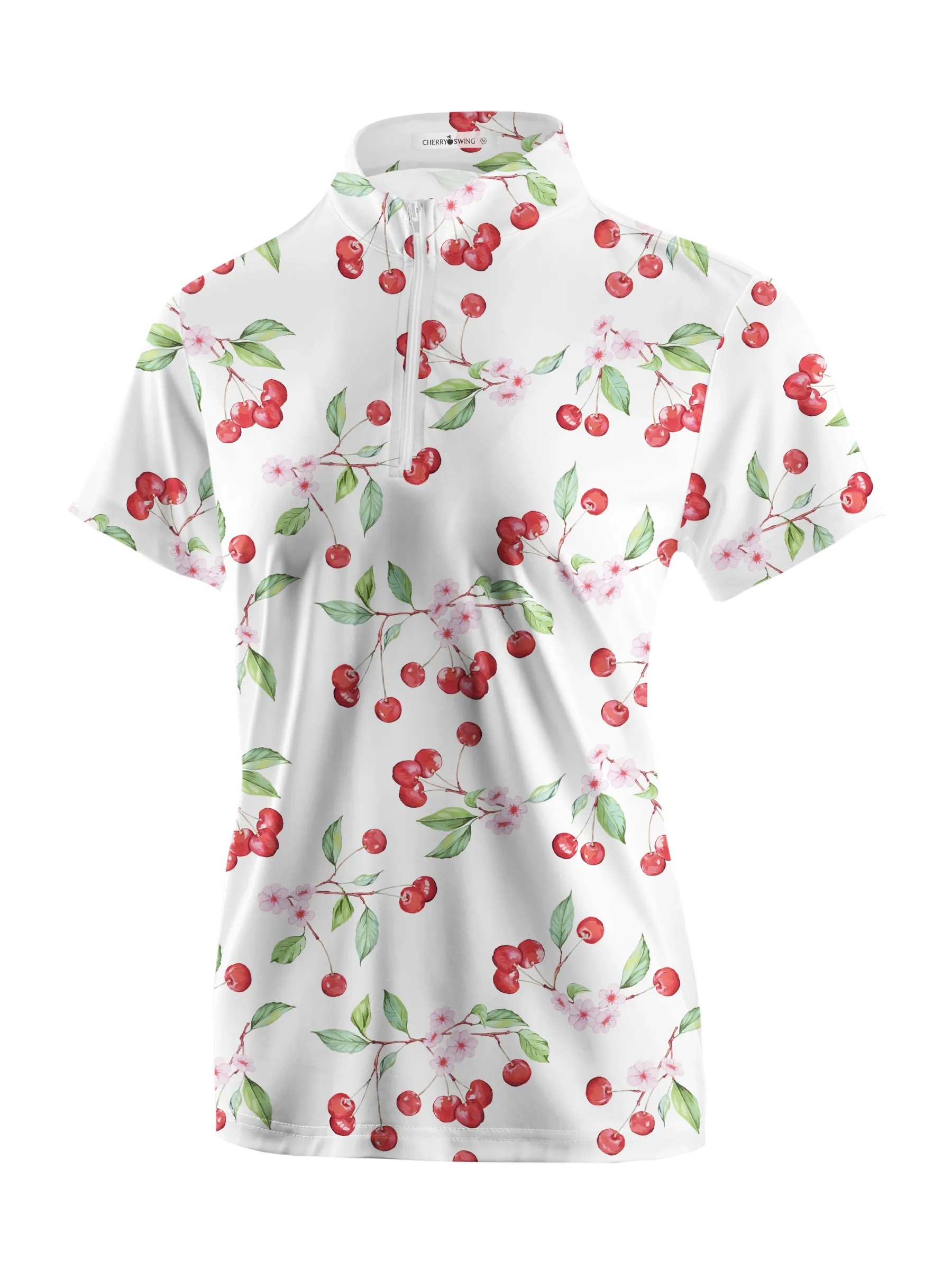 Cherryswing Women's Cherry Blossoms Short Sleeve Polos