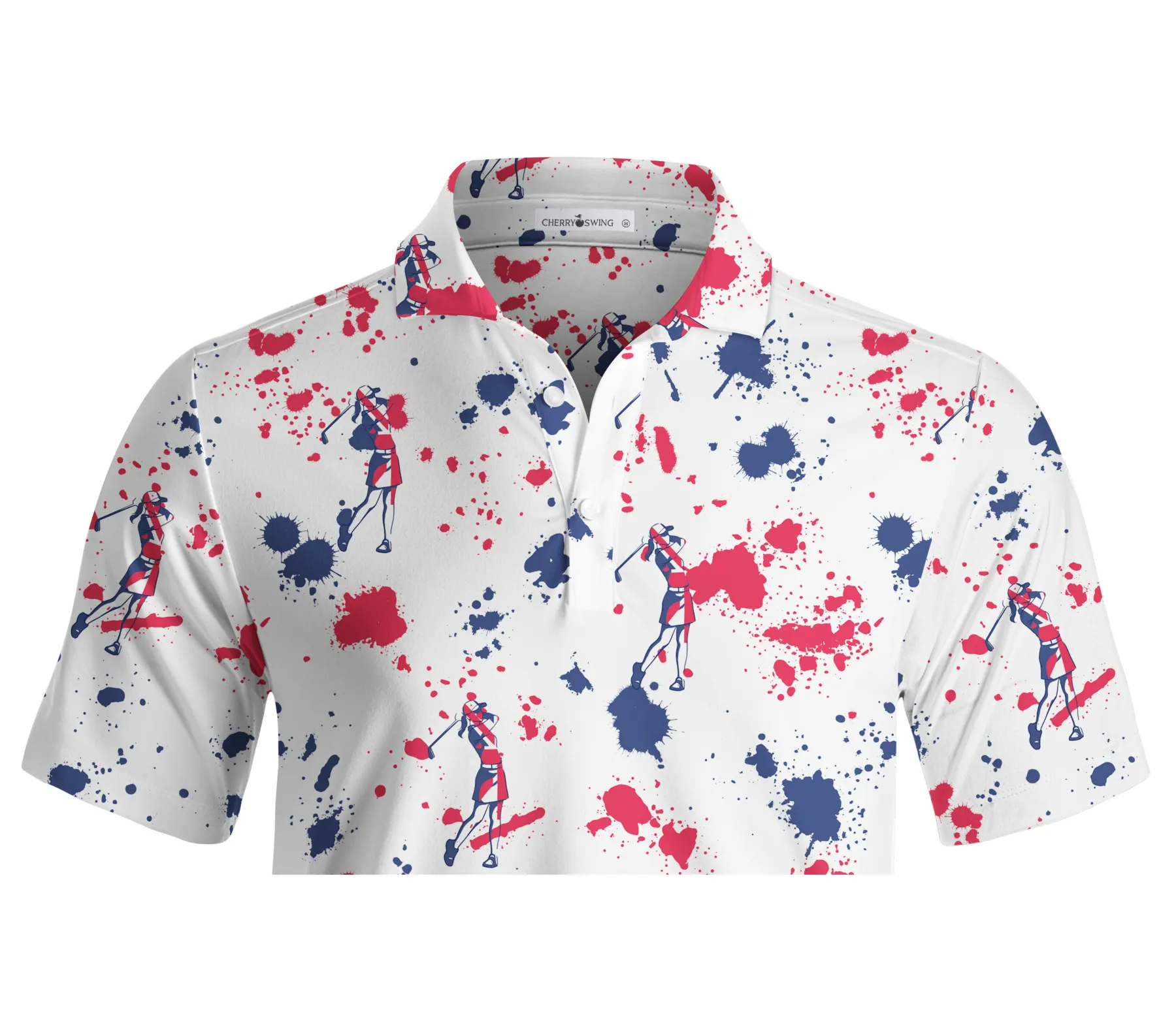 Cherryswing Silhouetted Golfers Men's Golf Short Sleeve Polos 