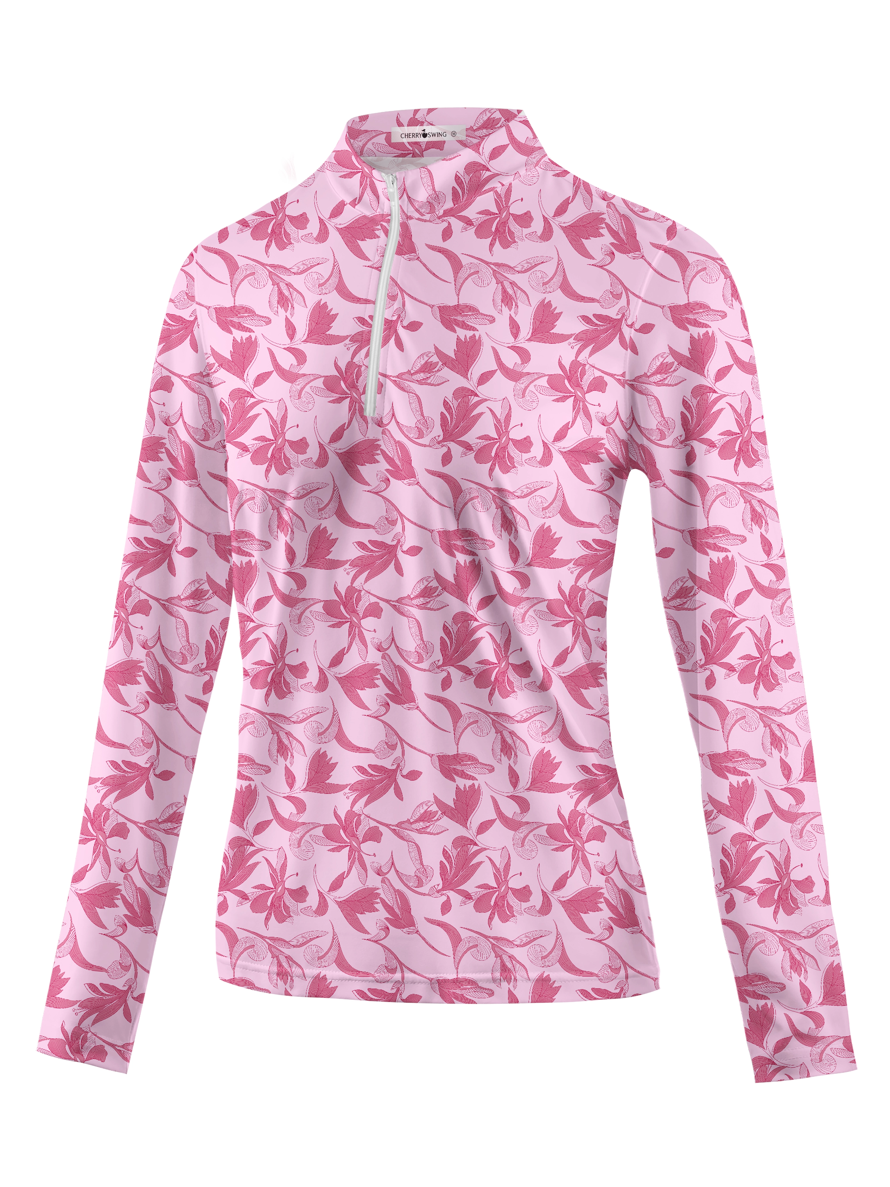 Cherryswing Women's Blossom Print Long Sleeve Polo Shirt