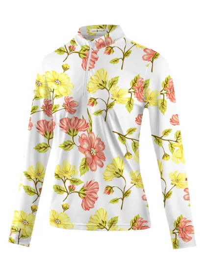 Cherryswing Women's Colorful Spring Long Sleeve Polo Shirt