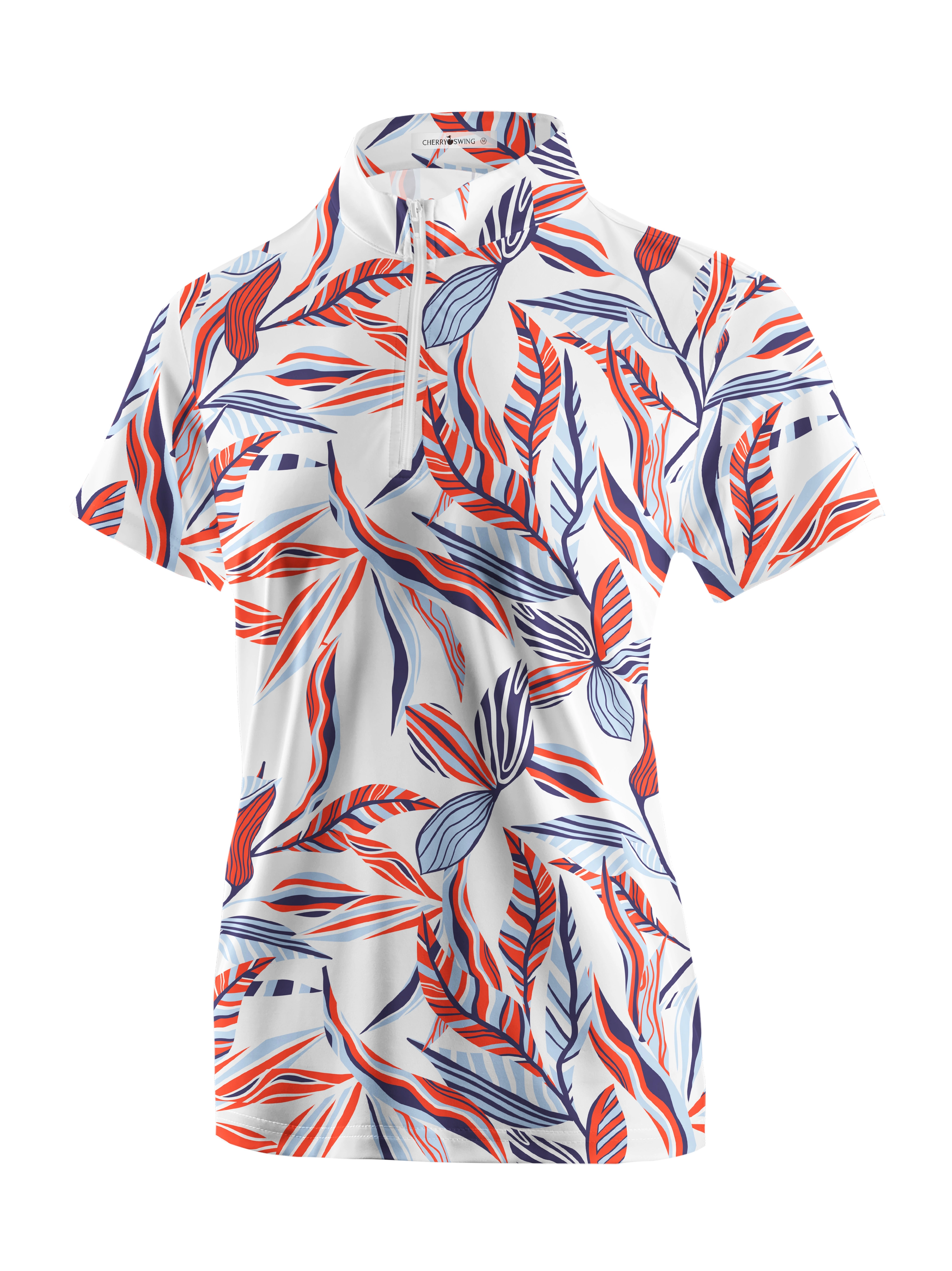 Cherryswing Women's Abstract Expressionism Short Sleeve Polos