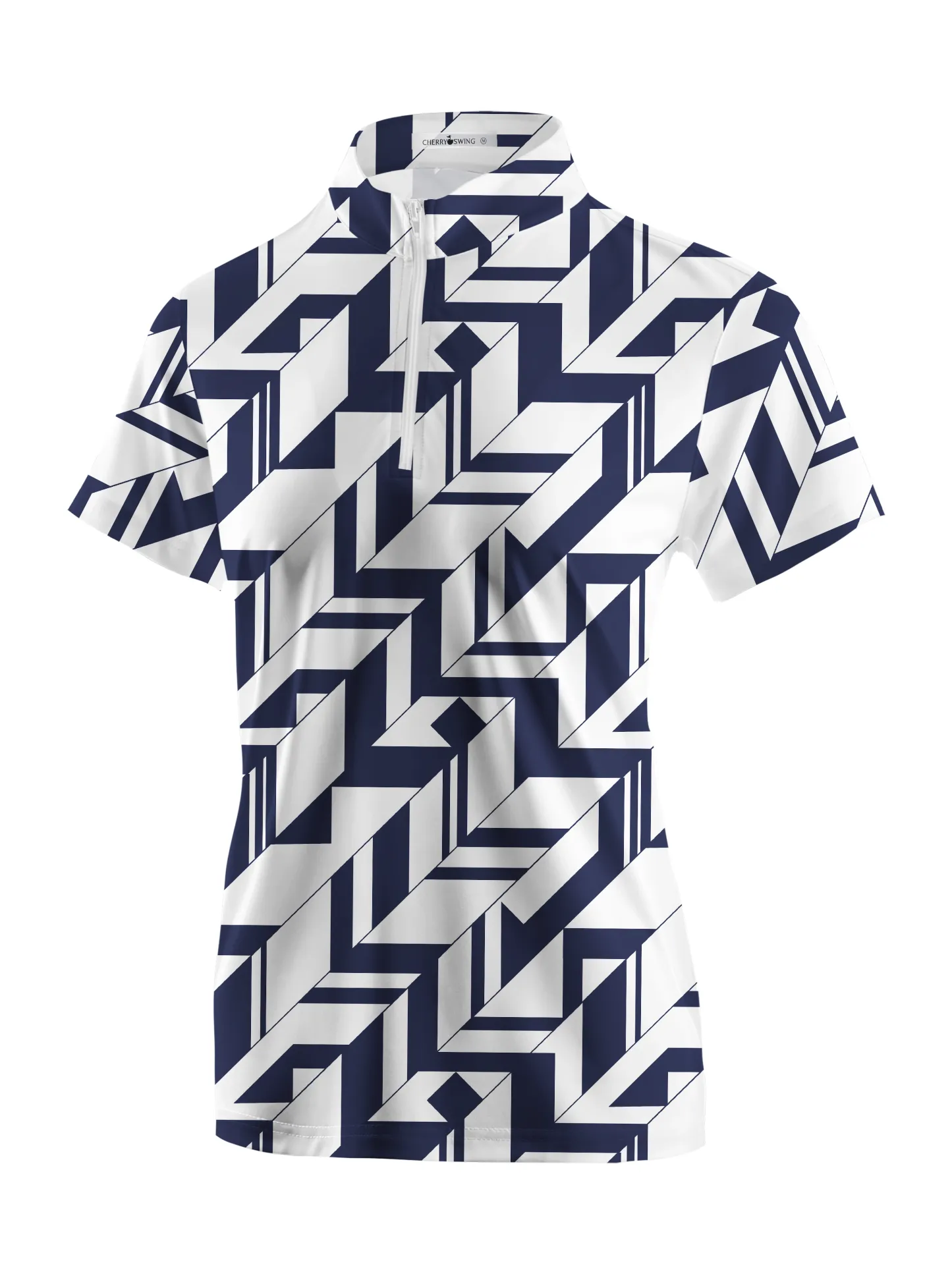 Cherryswing Women's Geometric Art Short Sleeve Polos