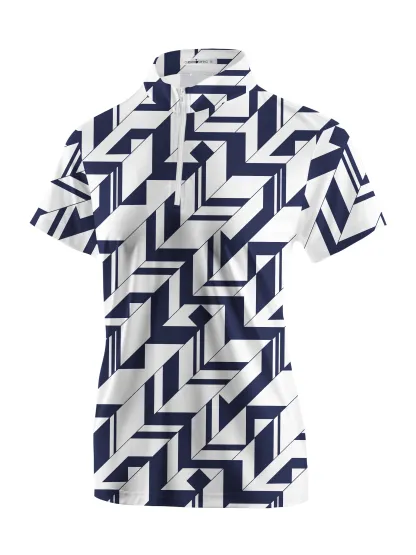 Cherryswing Women's Geometric Art Short Sleeve Polos