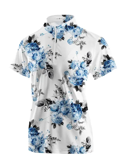 Cherryswing Women's Geometric Art Short Sleeve Polos