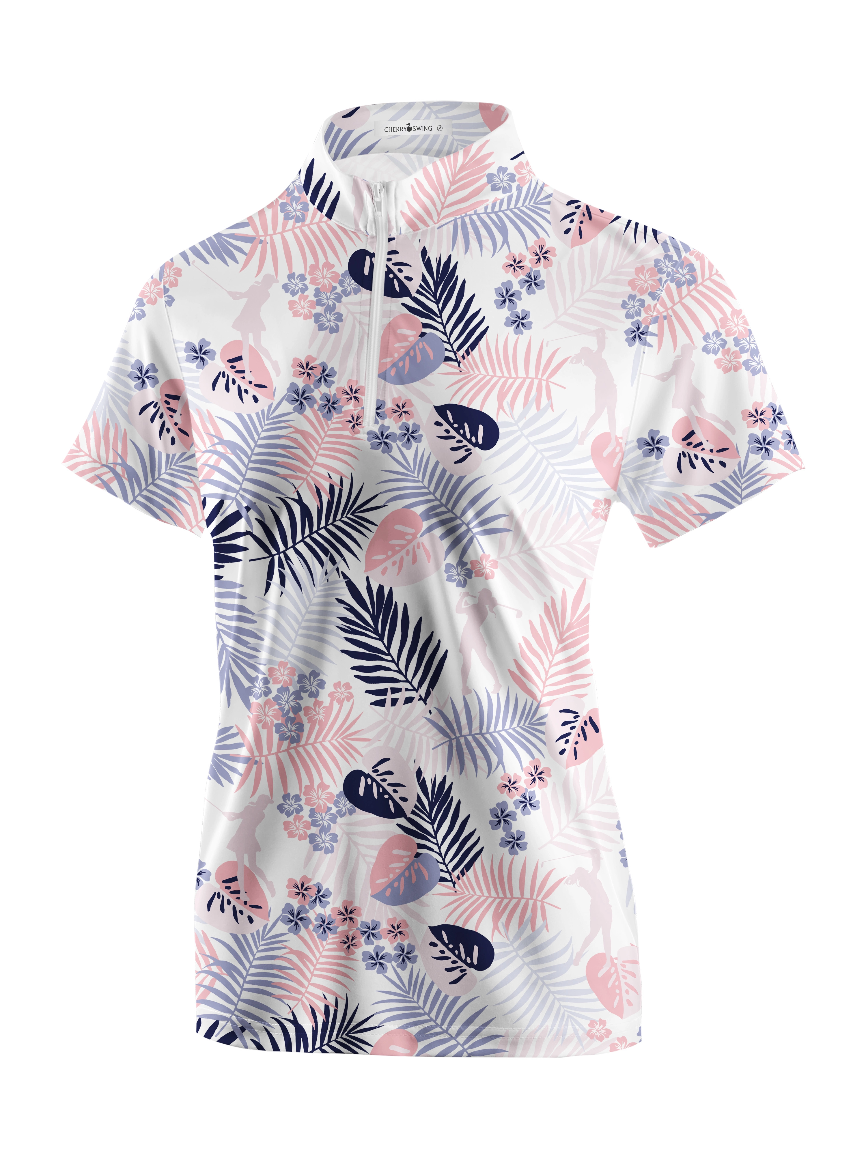 Cherryswing Women's Decorative Plants Short Sleeve Polos