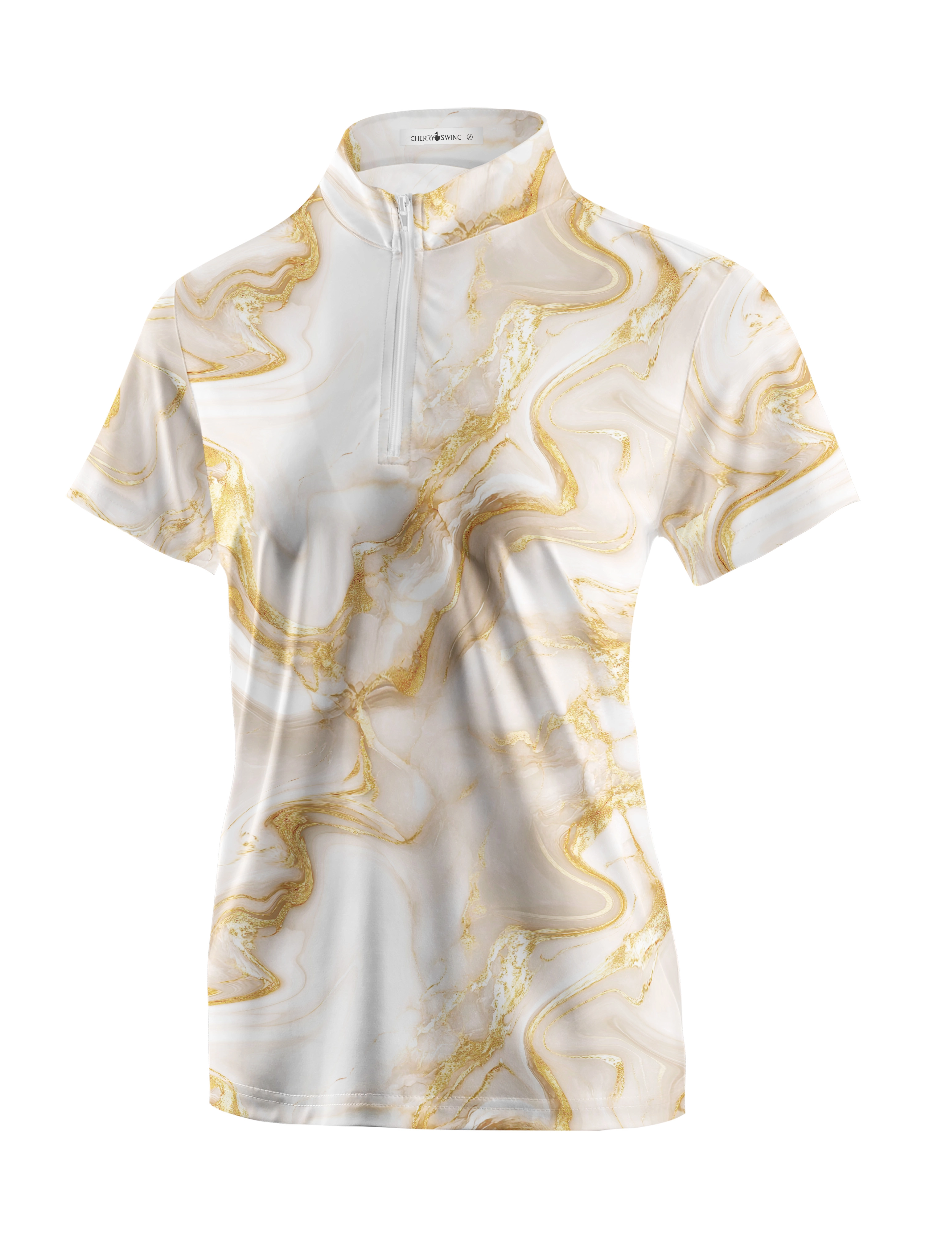 Cherryswing Women's Luxurious Marble Short Sleeve Polos