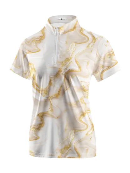 Cherryswing Women's Luxurious Marble Short Sleeve Polos