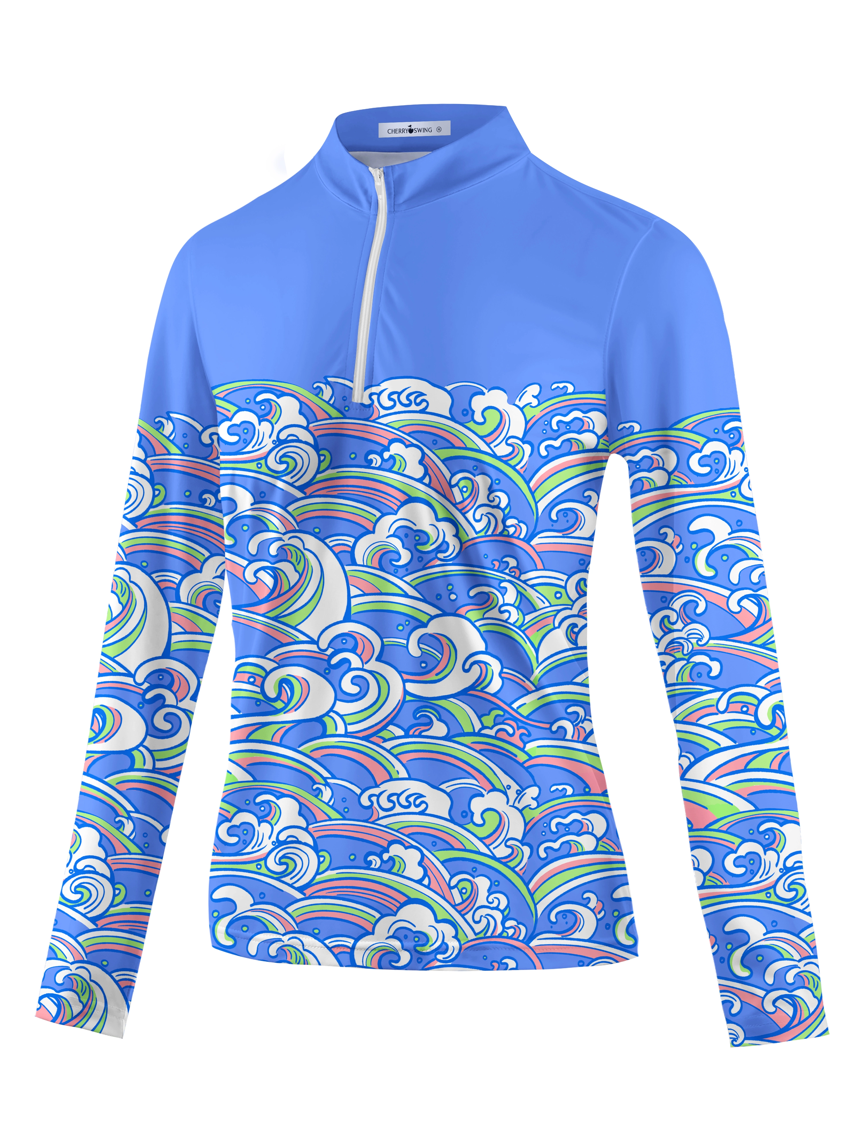 Cherryswing Women's Energy of Ocean Long Sleeve Polo Shirt