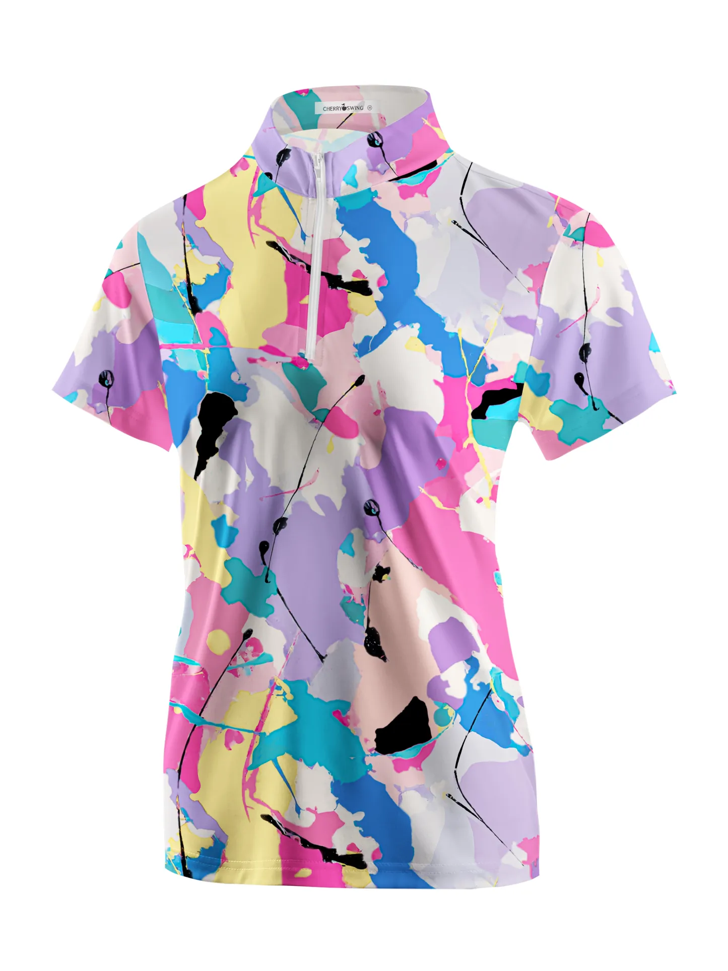 Cherryswing Women's Abstract Expressionism Short Sleeve Polos