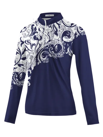 Cherryswing Women's Timeless Artistry Long Sleeve Polo Shirt