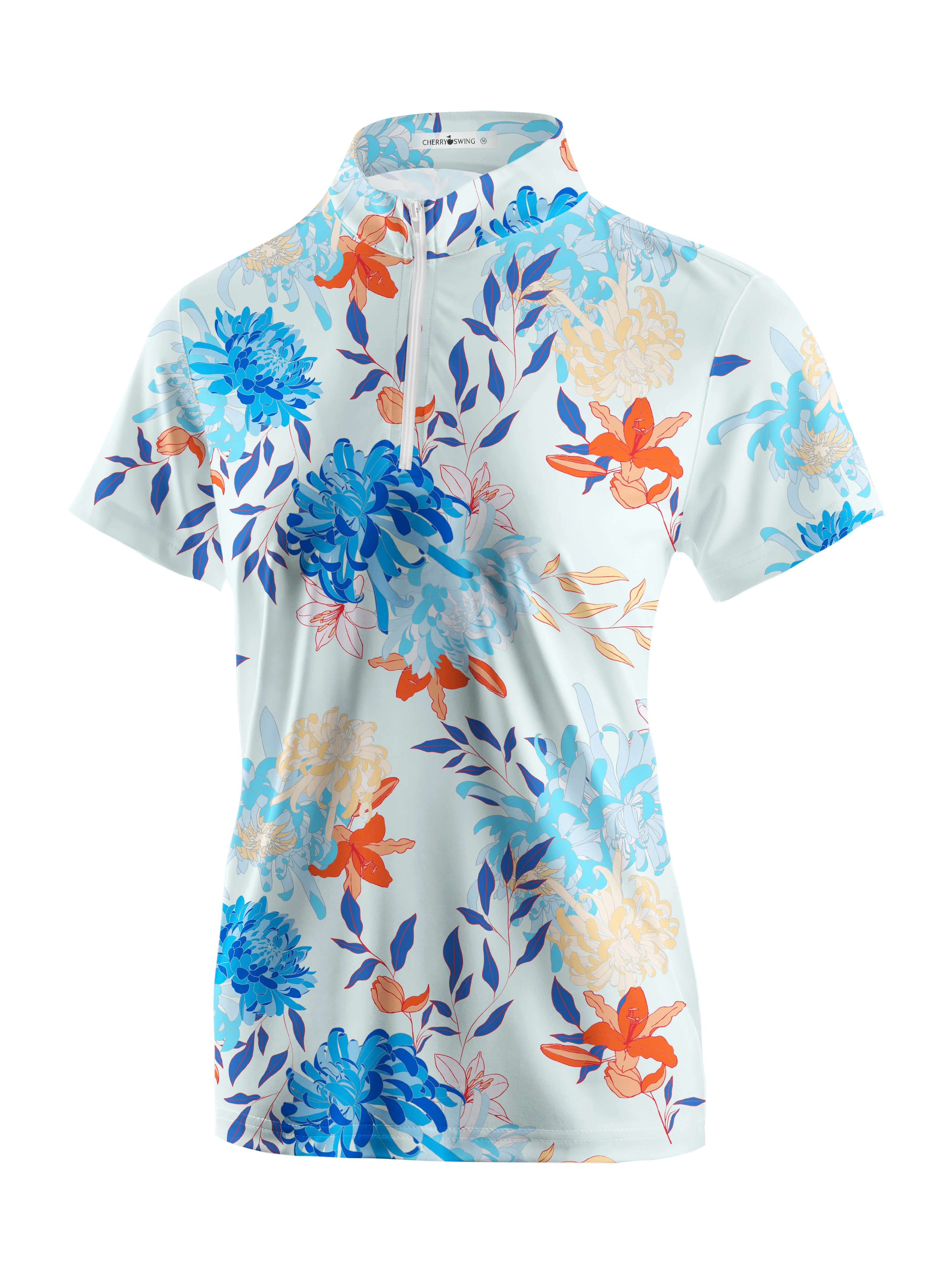Cherryswing Women's Vivid Floral Short Sleeve Polos