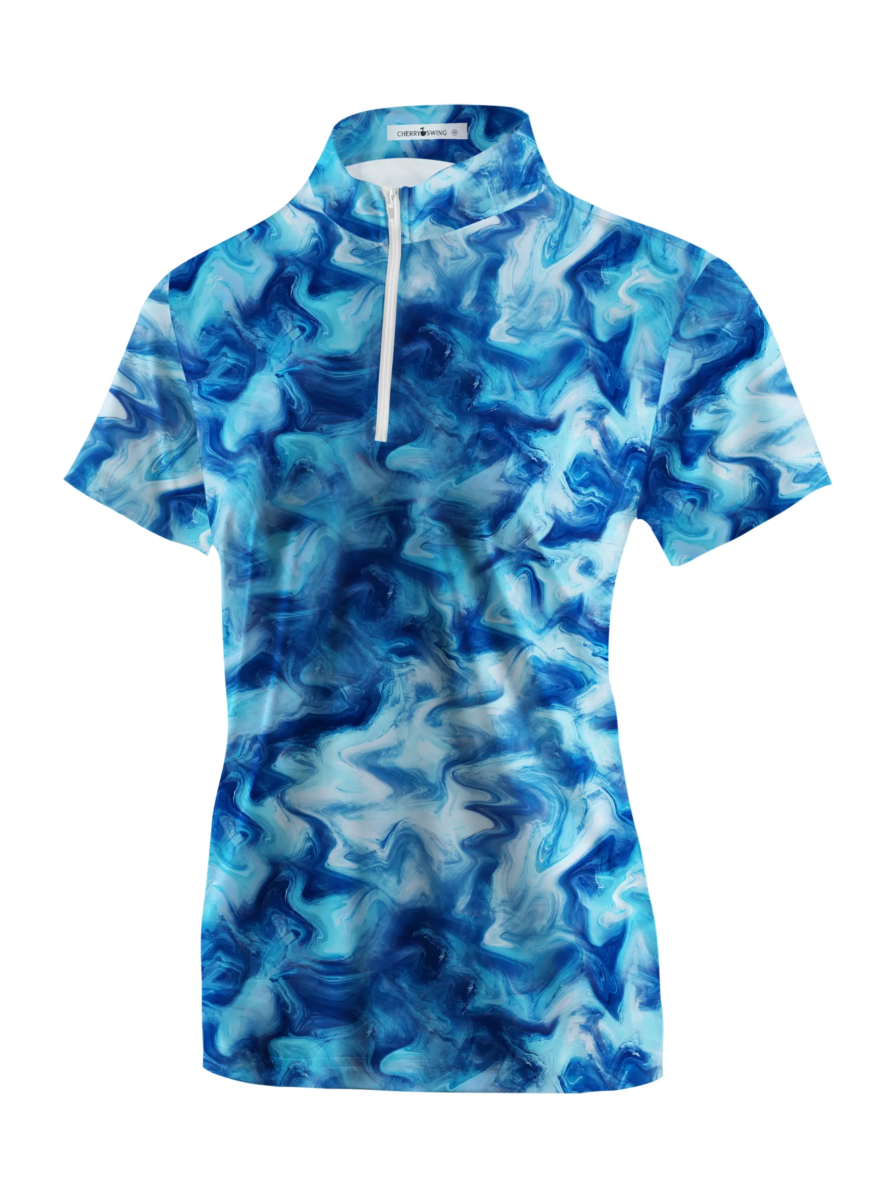 Cherryswing Women's Ocean Waves Short Sleeve Polos