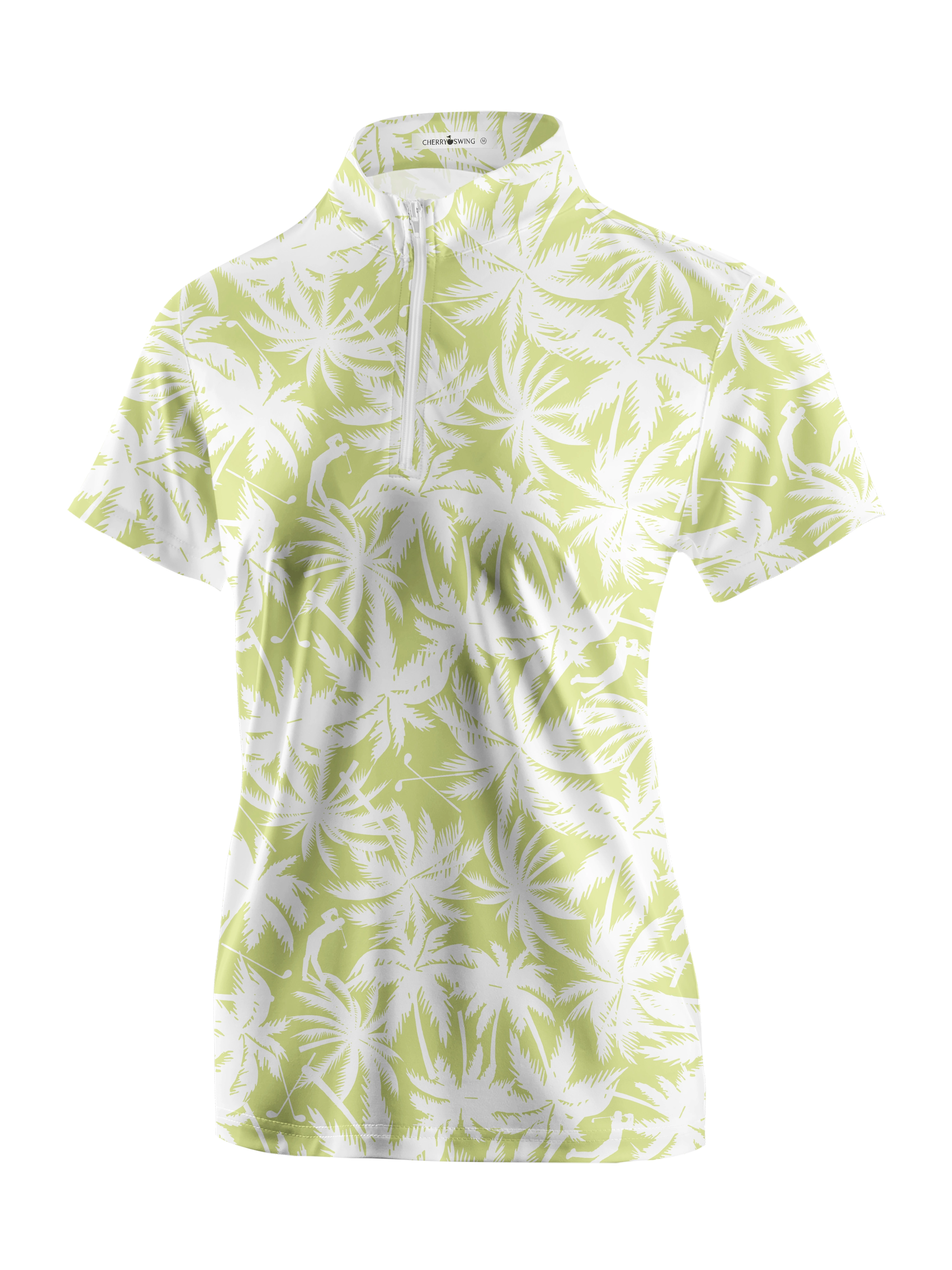 Cherryswing Women's Coconut Tree Print Golf Short Sleeve Polo Shirt