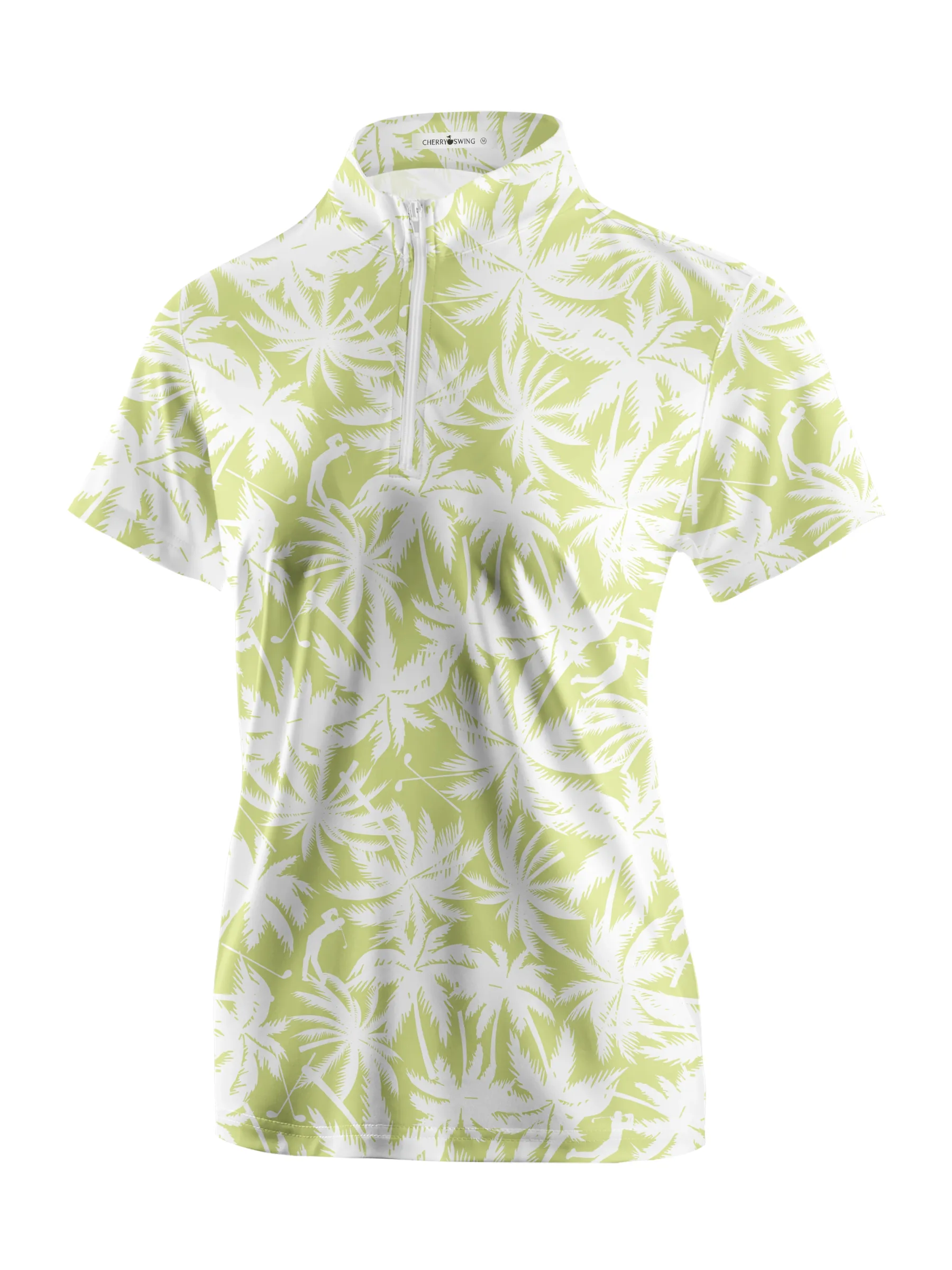 Cherryswing Women's Coconut Tree Print Golf Short Sleeve Polo Shirt