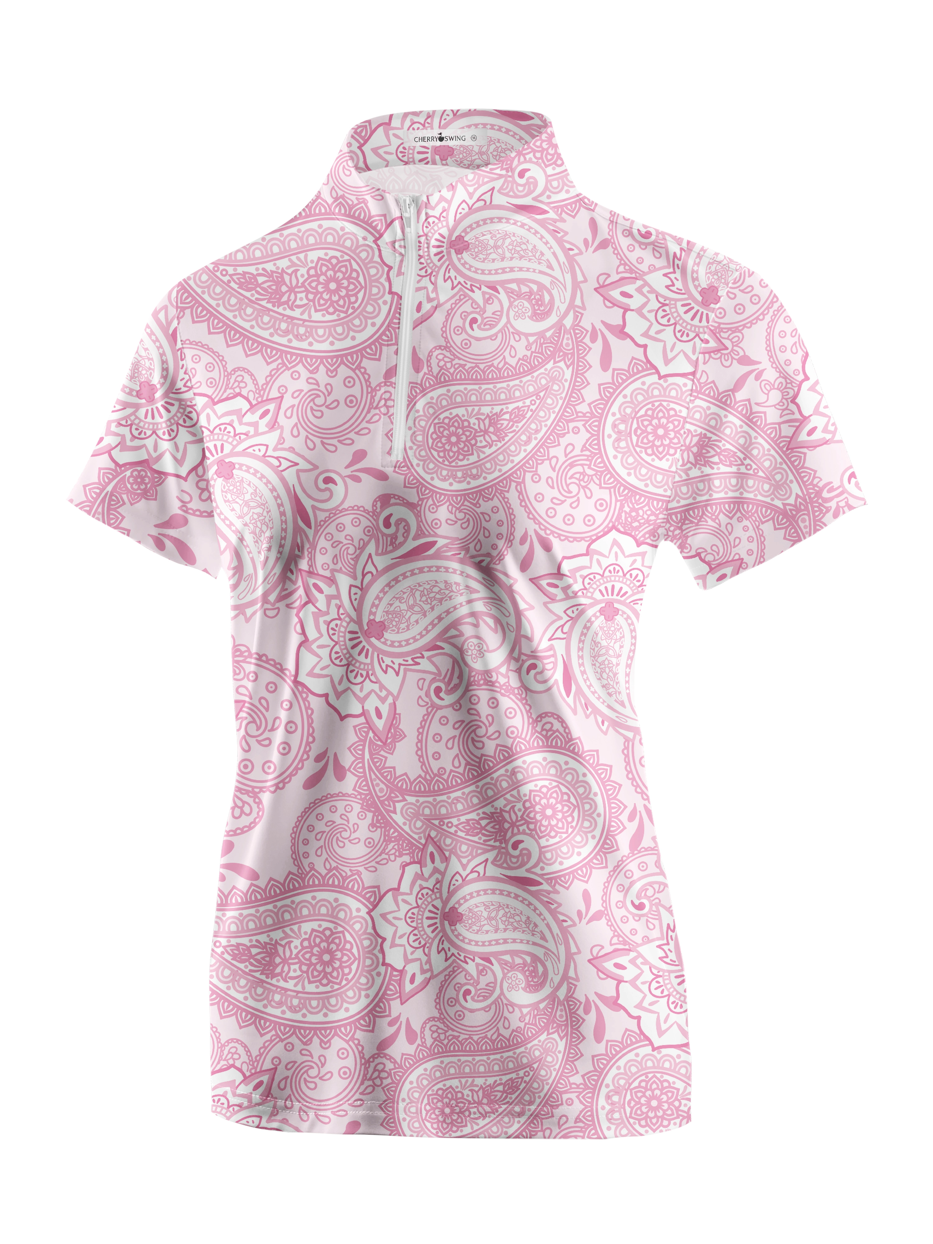 Cherryswing Women's Cashew Flower Golf Short Sleeve Polo Shirt