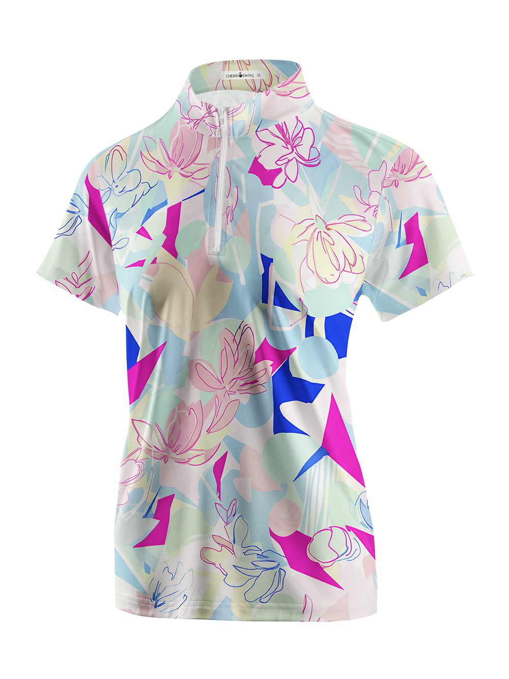 Cherryswing Women's Neon Bloom Short Sleeve Polos