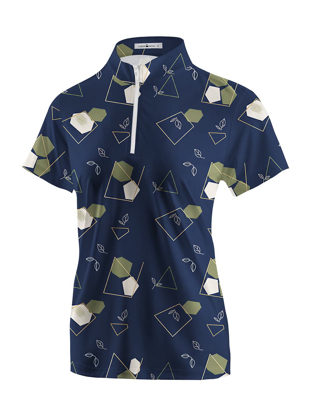 Cherryswing Women's Geo Leaf Short Sleeve Polos